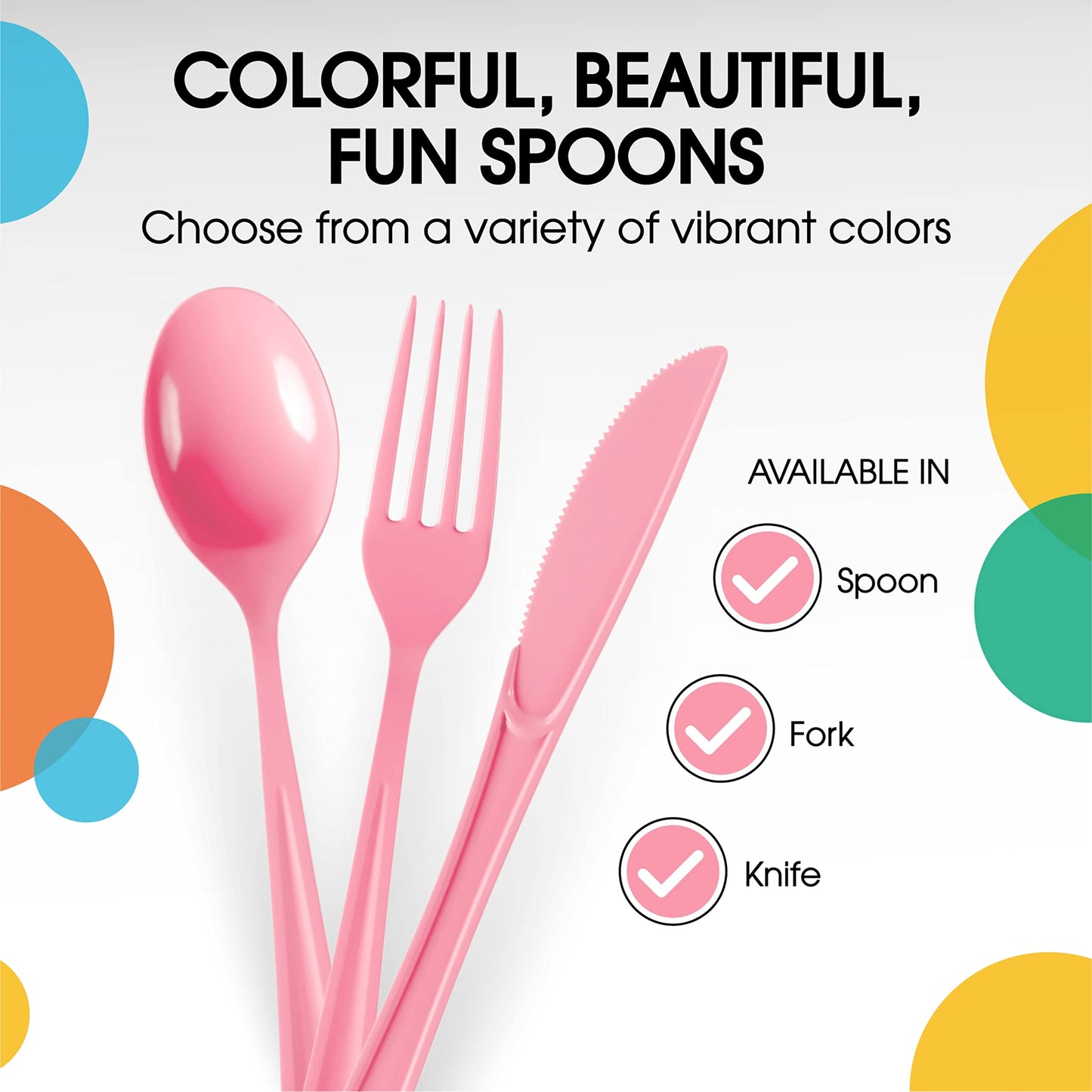 Heavy Duty Pink Plastic Spoons - 50 Ct.