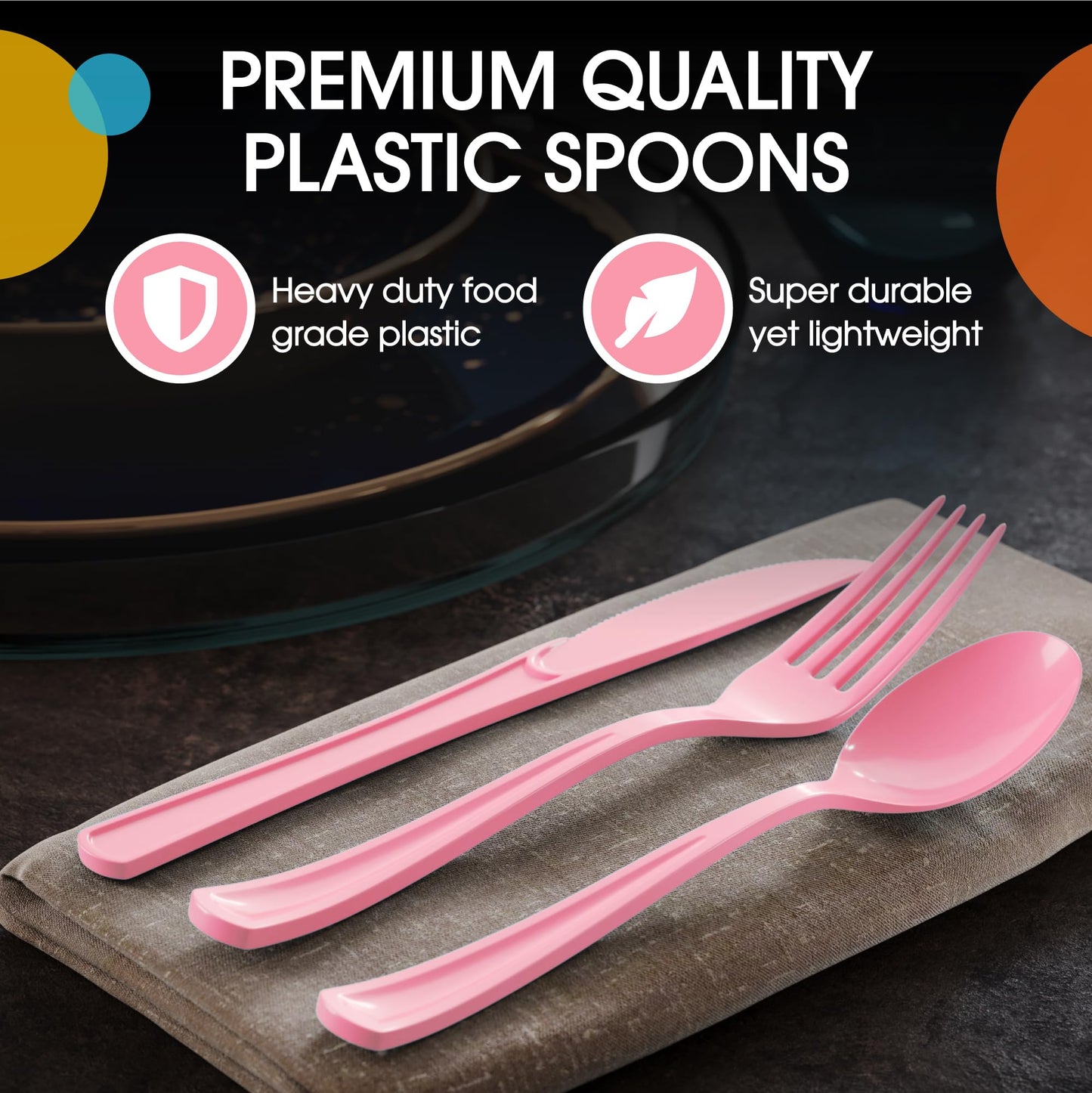 Heavy Duty Pink Plastic Spoons - 50 Ct.