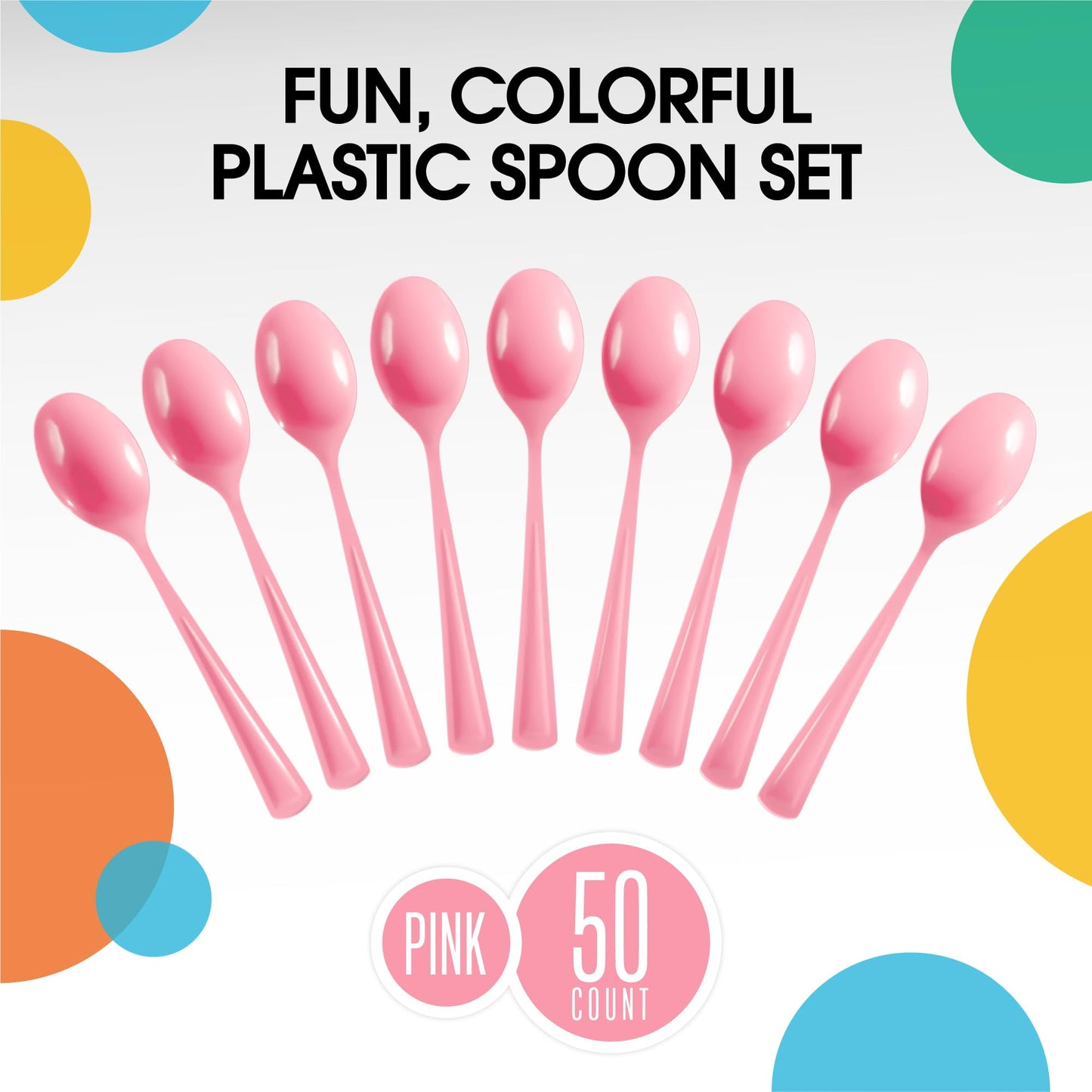 Heavy Duty Pink Plastic Spoons - 50 Ct.
