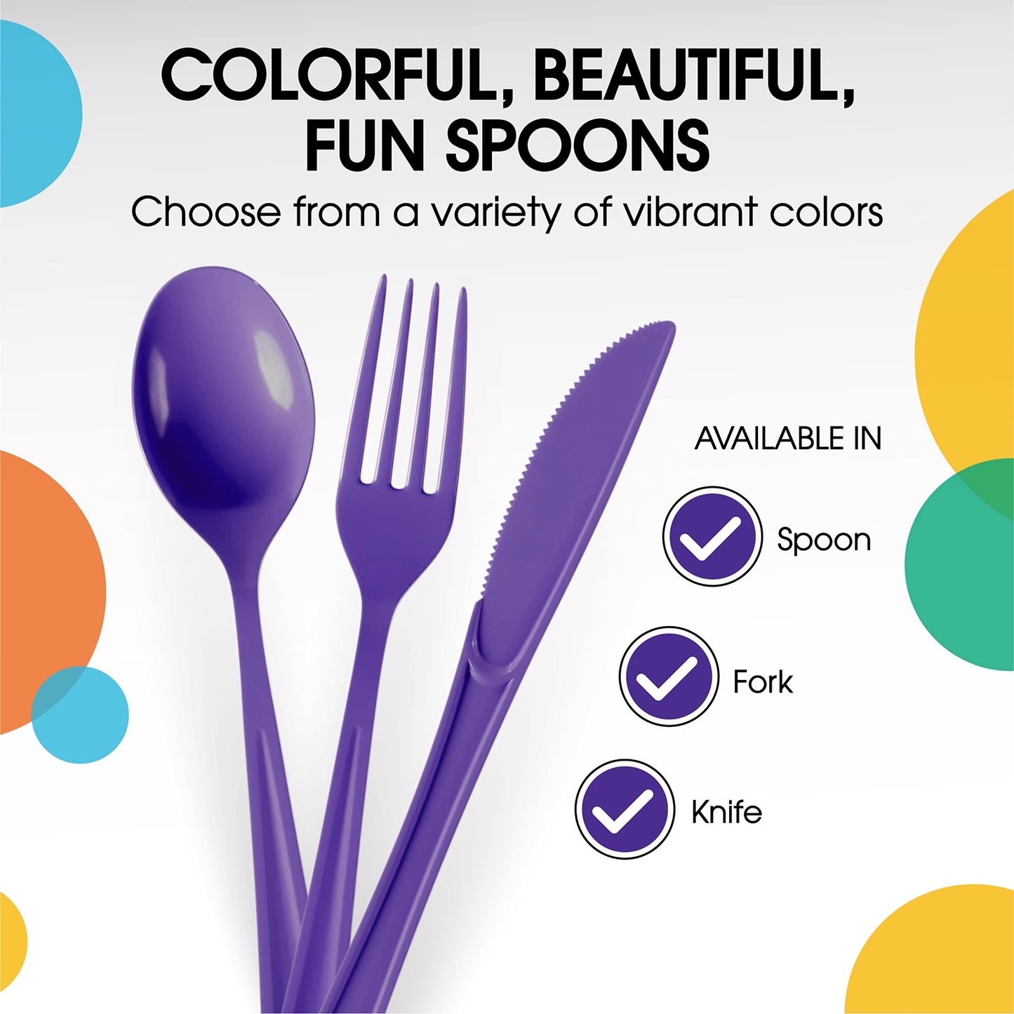 Heavy Duty Purple Plastic Spoons - 50 Ct.