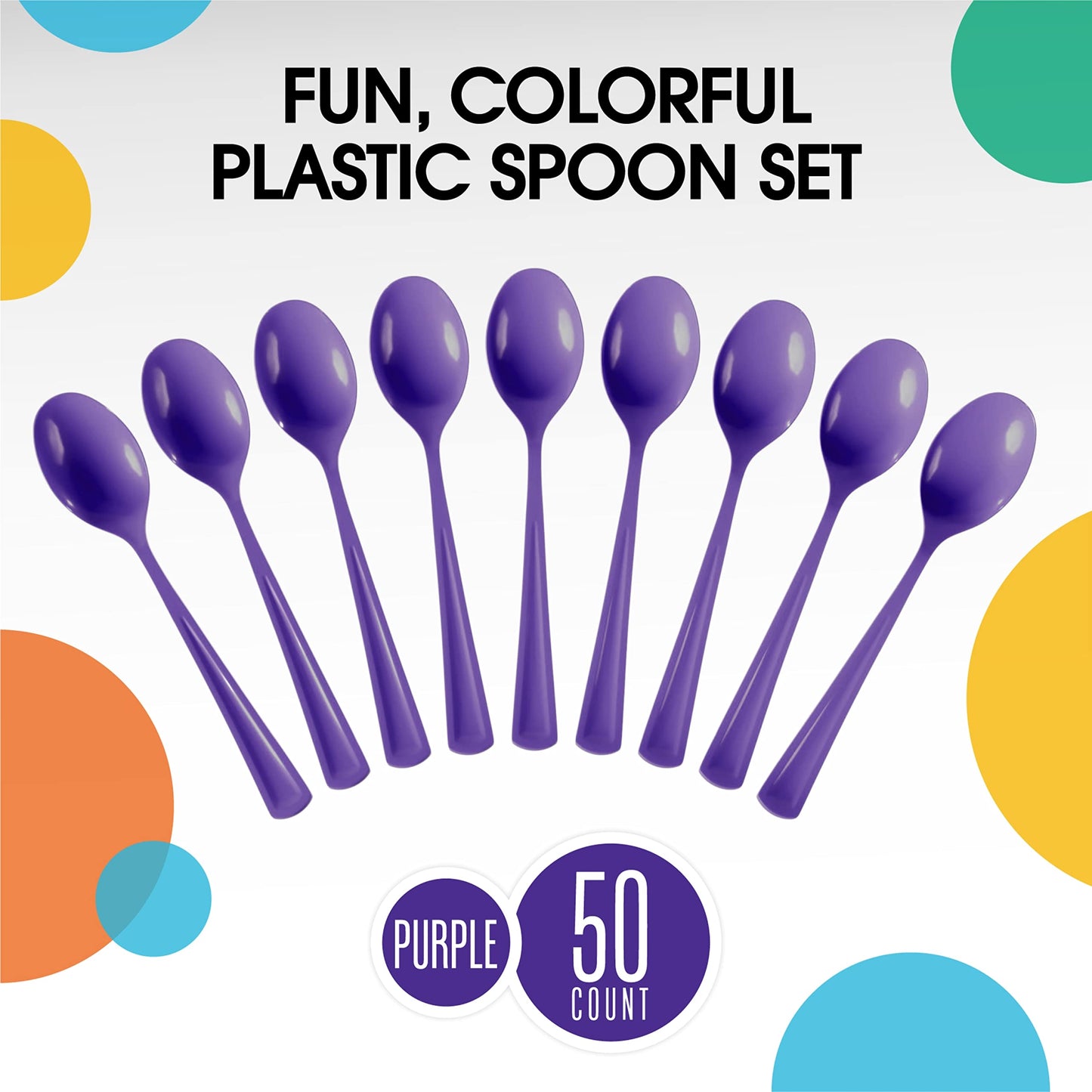 Heavy Duty Purple Plastic Spoons - 50 Ct.