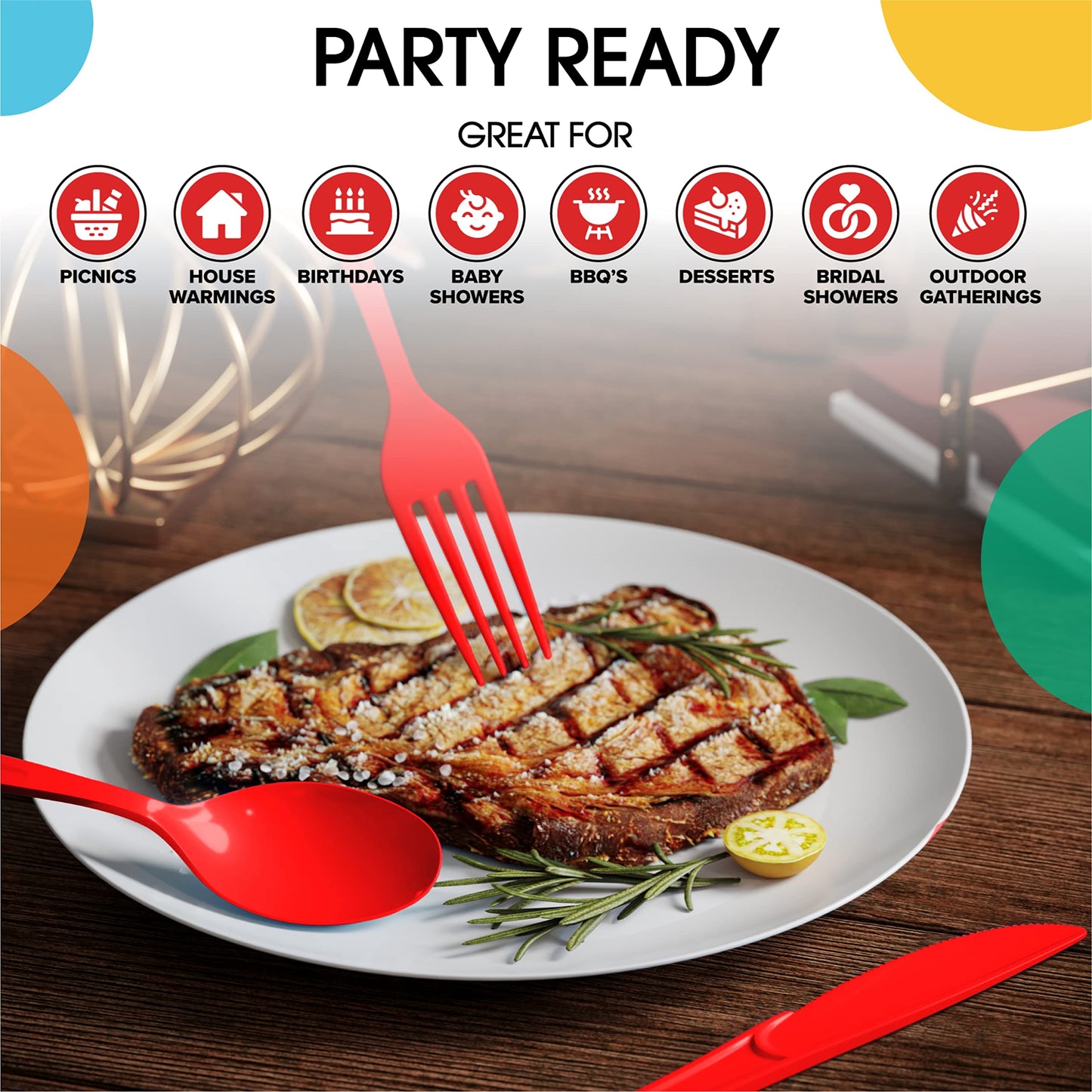 Heavy Duty Red Plastic Forks - 50 Ct.
