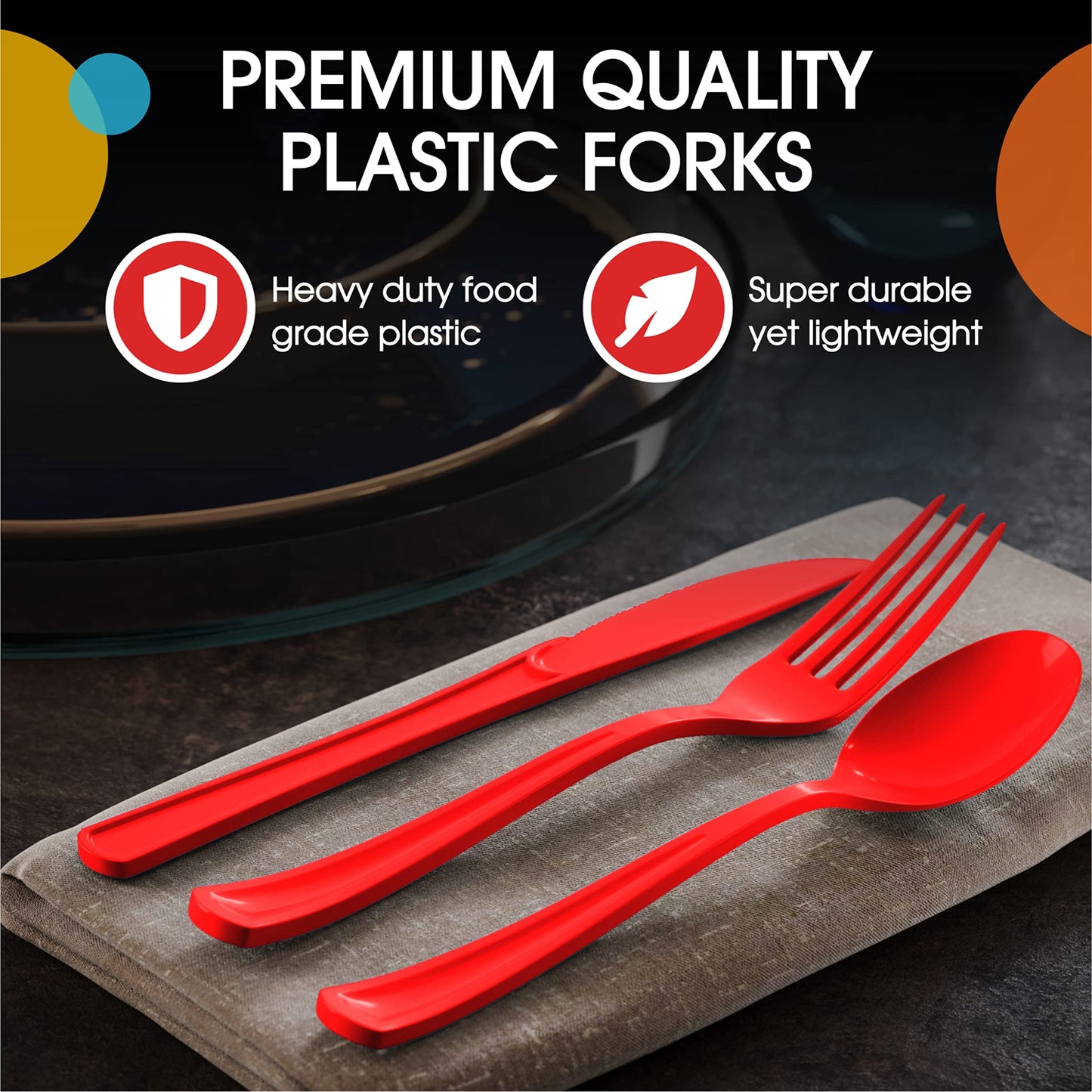 Heavy Duty Red Plastic Forks - 50 Ct.