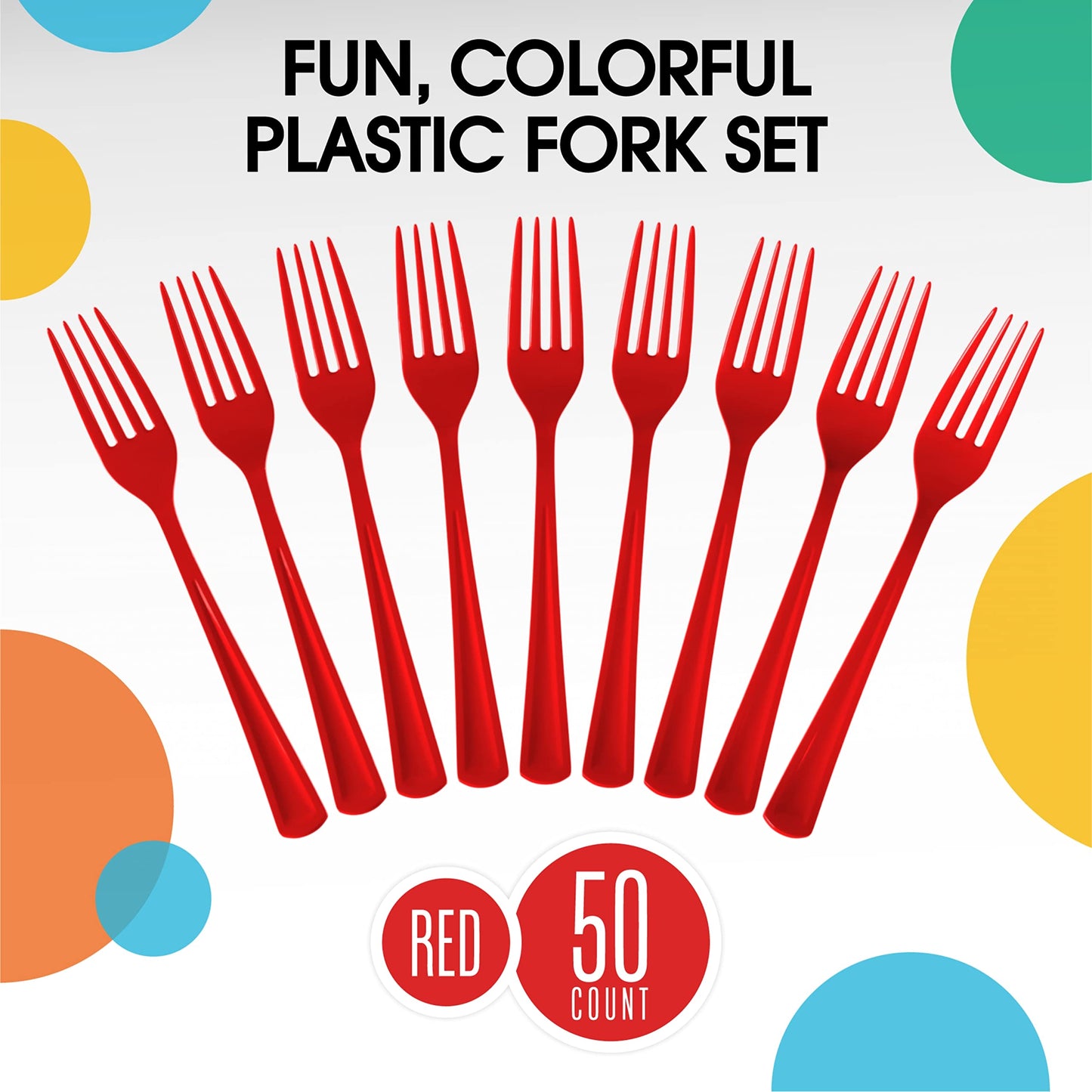 Heavy Duty Red Plastic Forks - 50 Ct.