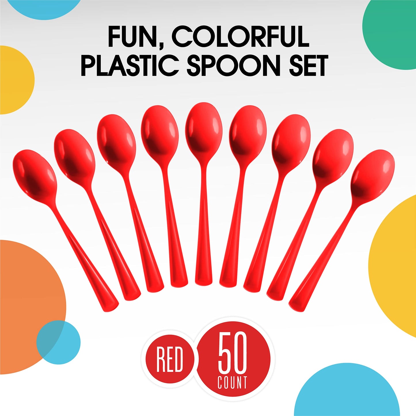 Heavy Duty Red Plastic Spoons - 50 Ct.