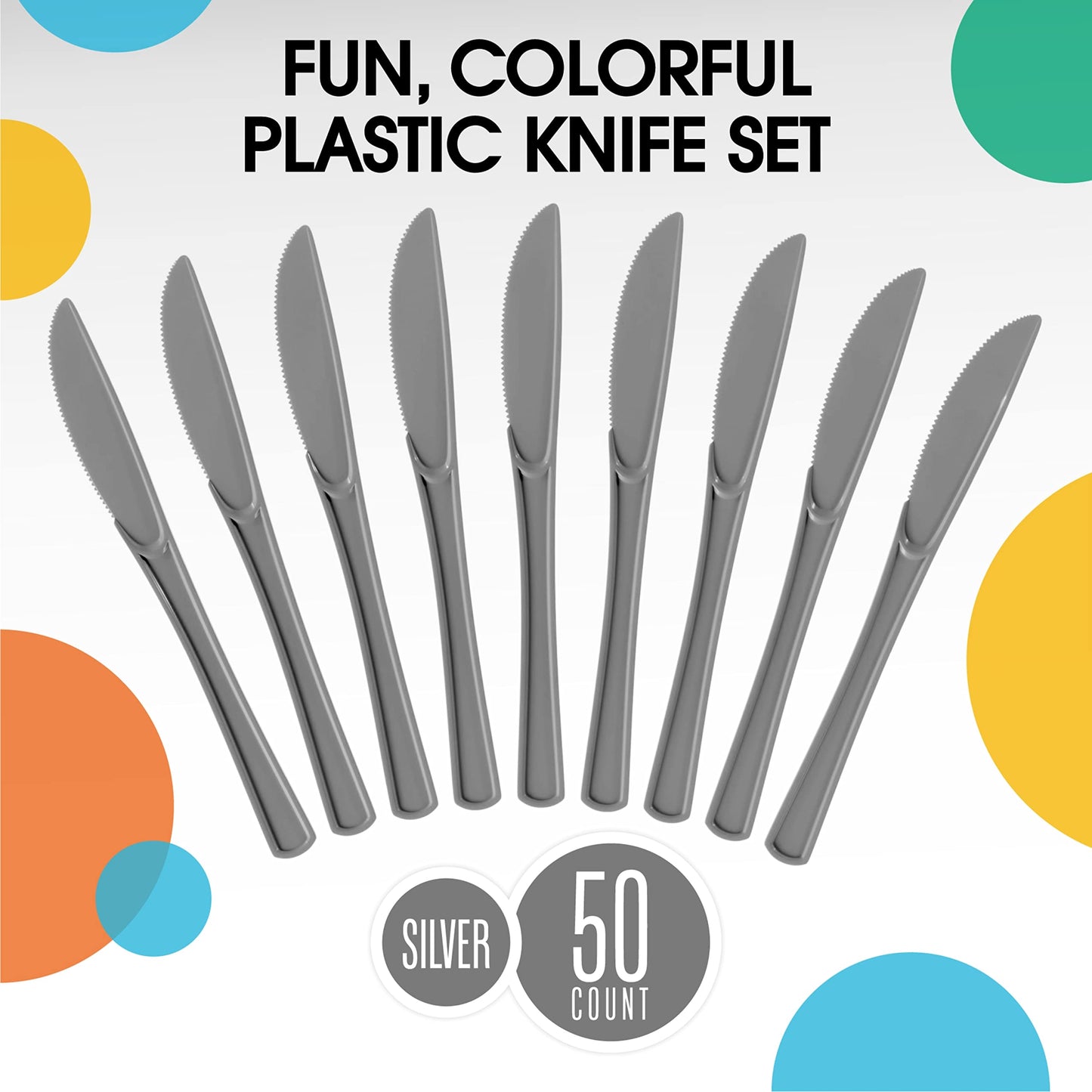 Heavy Duty Silver Plastic Knives - 50 Ct.
