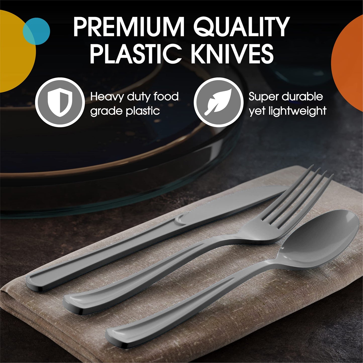 Heavy Duty Silver Plastic Spoons - 50 Ct.