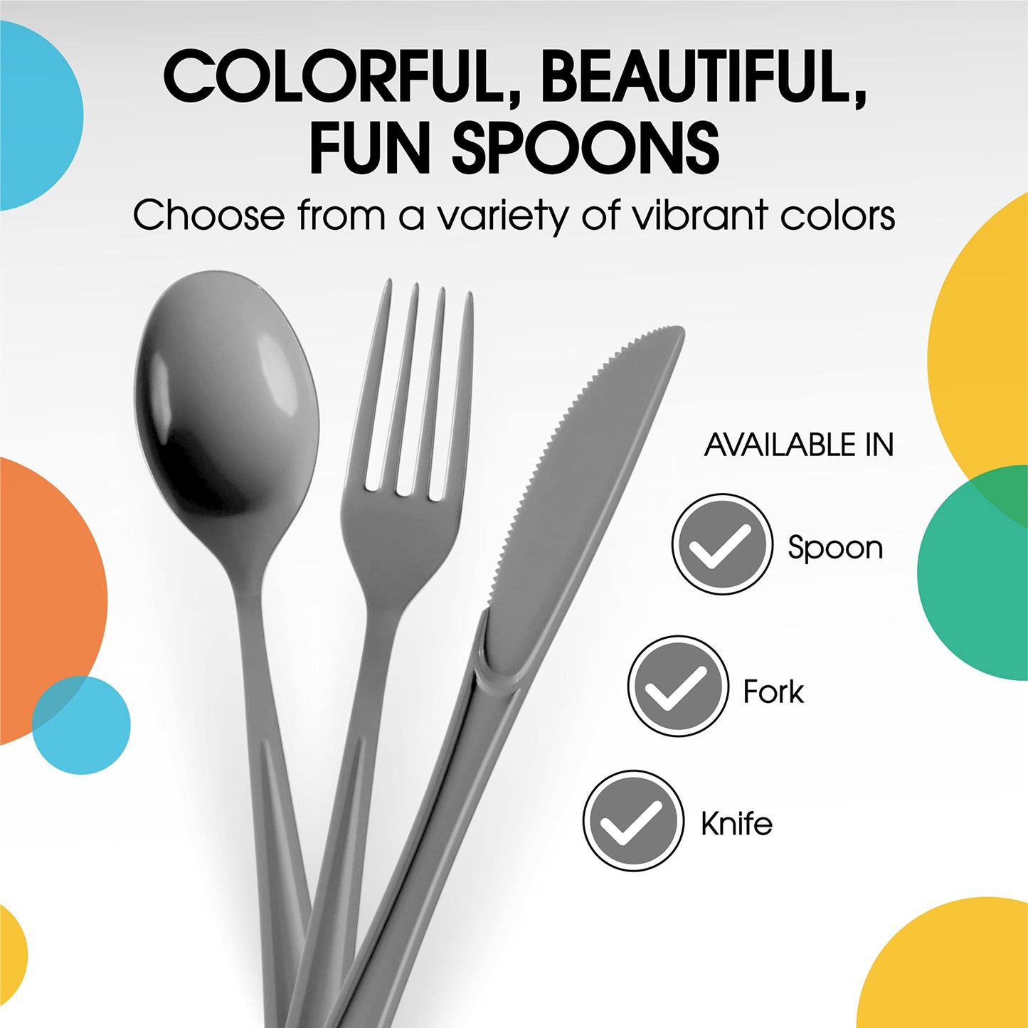 Heavy Duty Silver Plastic Spoons - 50 Ct.