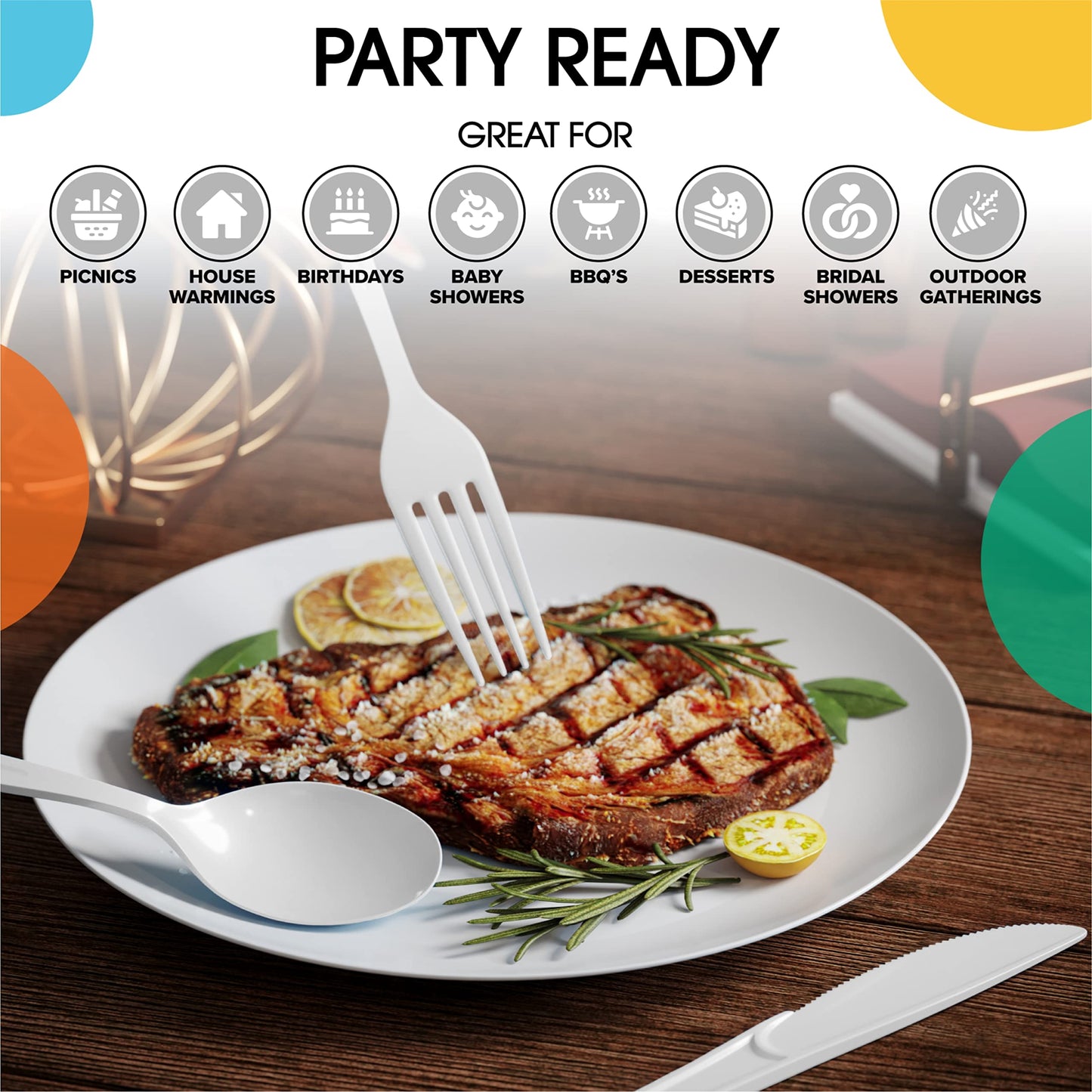 Heavy Duty White Plastic Forks - 50 Ct.