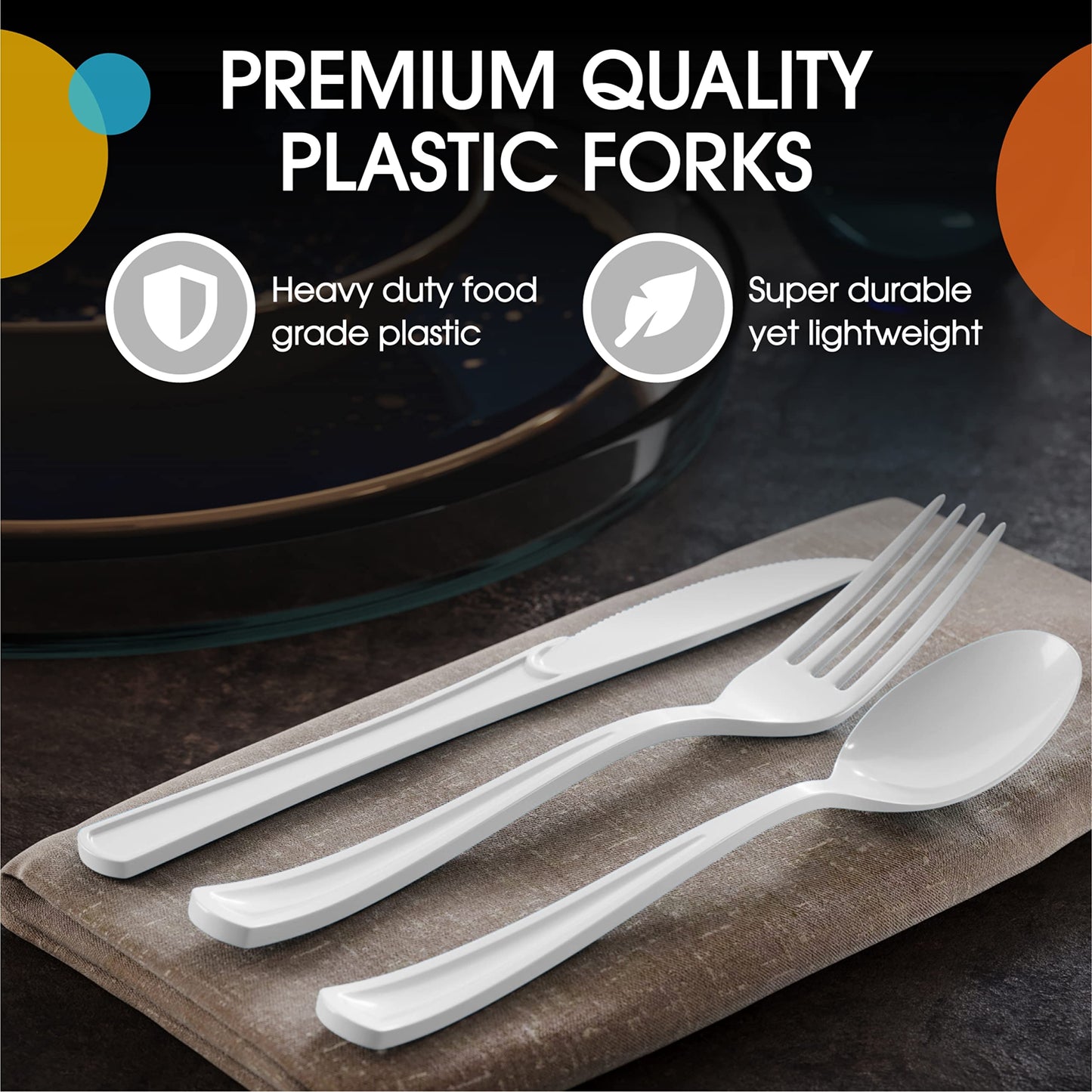 Heavy Duty White Plastic Forks - 50 Ct.