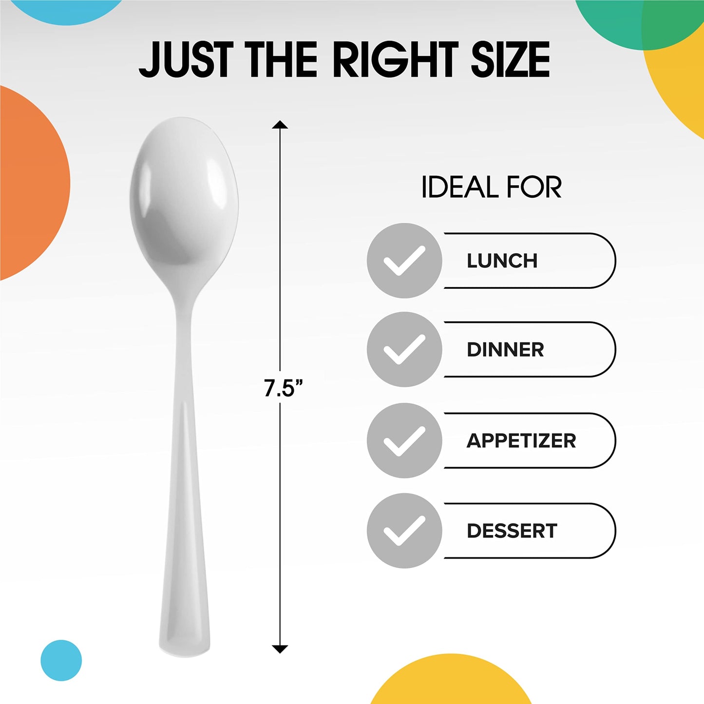 Heavy Duty White Plastic Spoons - 50 Ct.