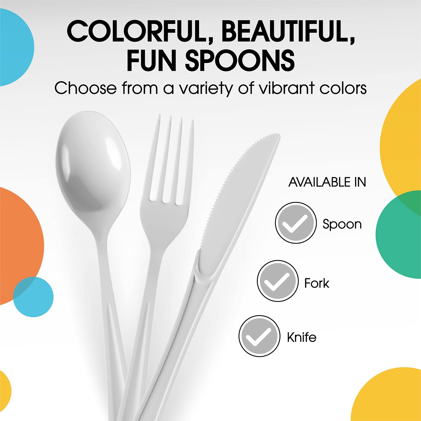 Heavy Duty White Plastic Spoons - 50 Ct.