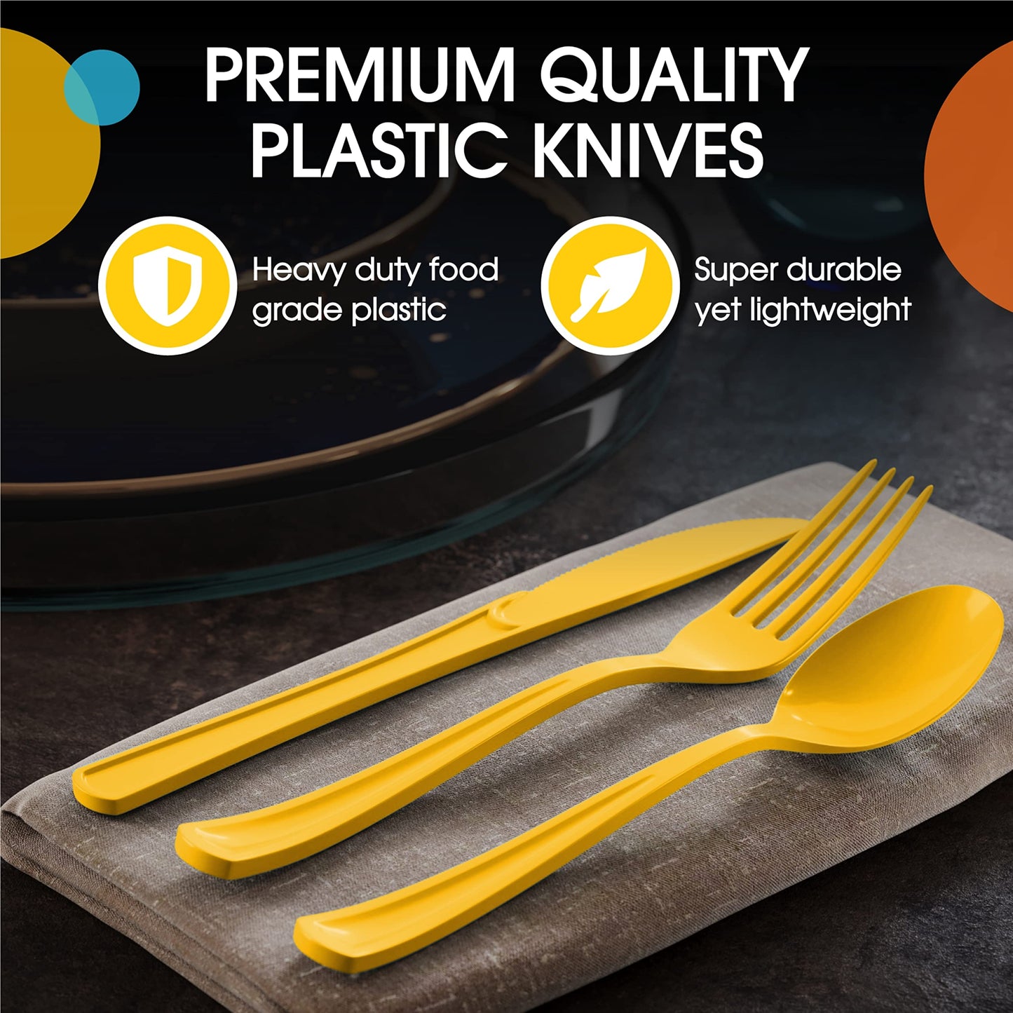 Heavy Duty Yellow Plastic Knives - 50 Ct.