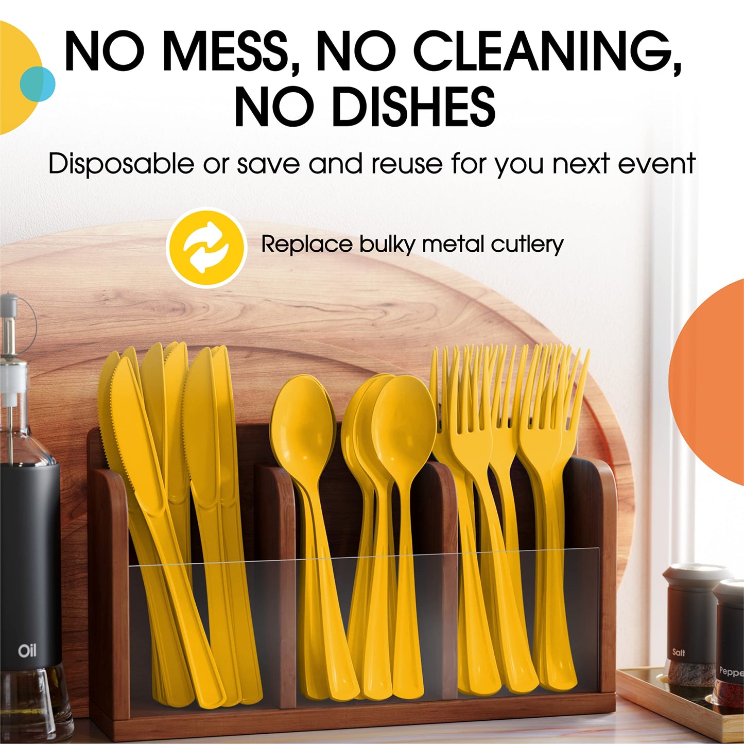 Heavy Duty Yellow Plastic Spoons - 50 Ct.