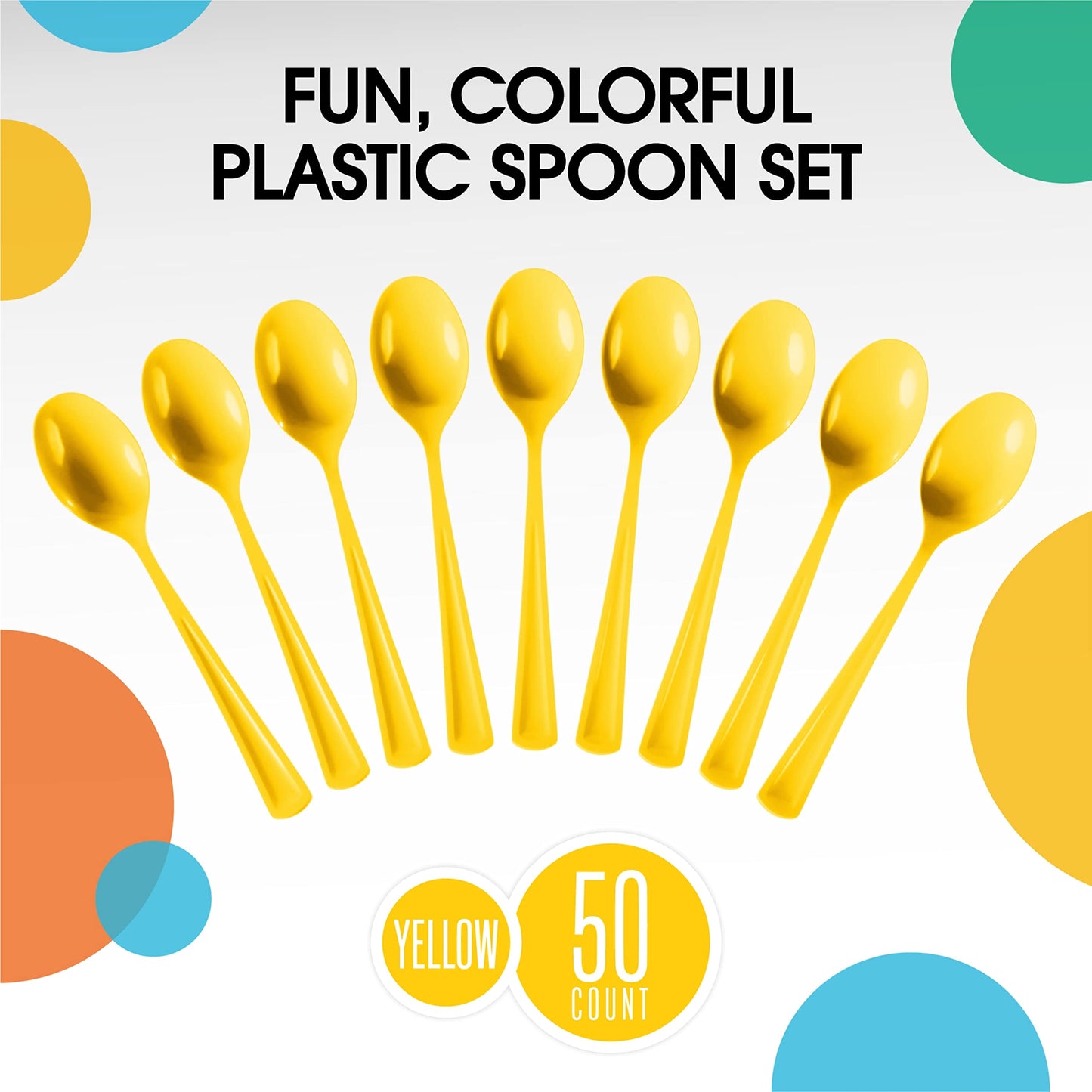 Heavy Duty Yellow Plastic Spoons - 50 Ct.