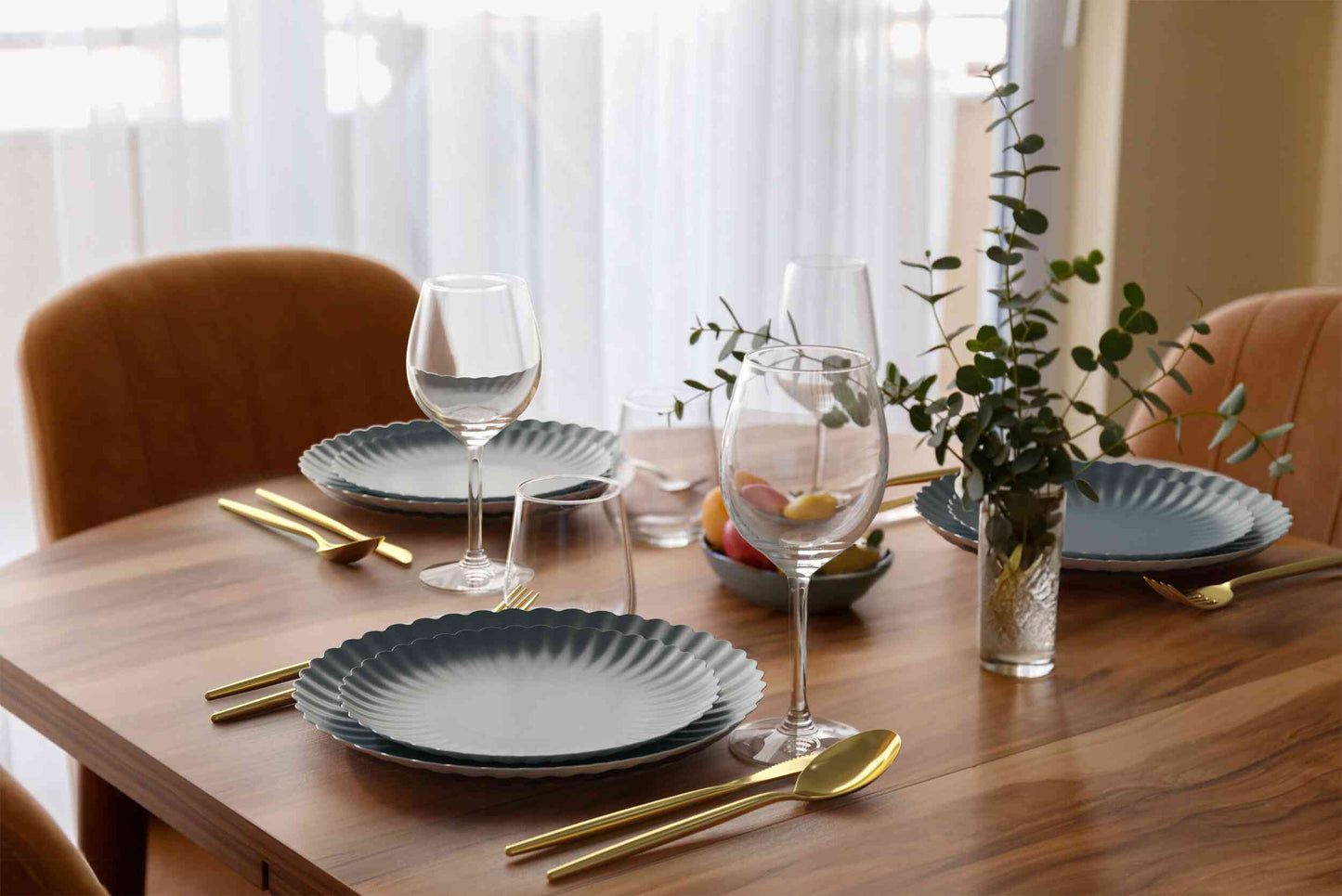 10.5 In. Scalloped Paper Plates - Slate Blue | 10 Count