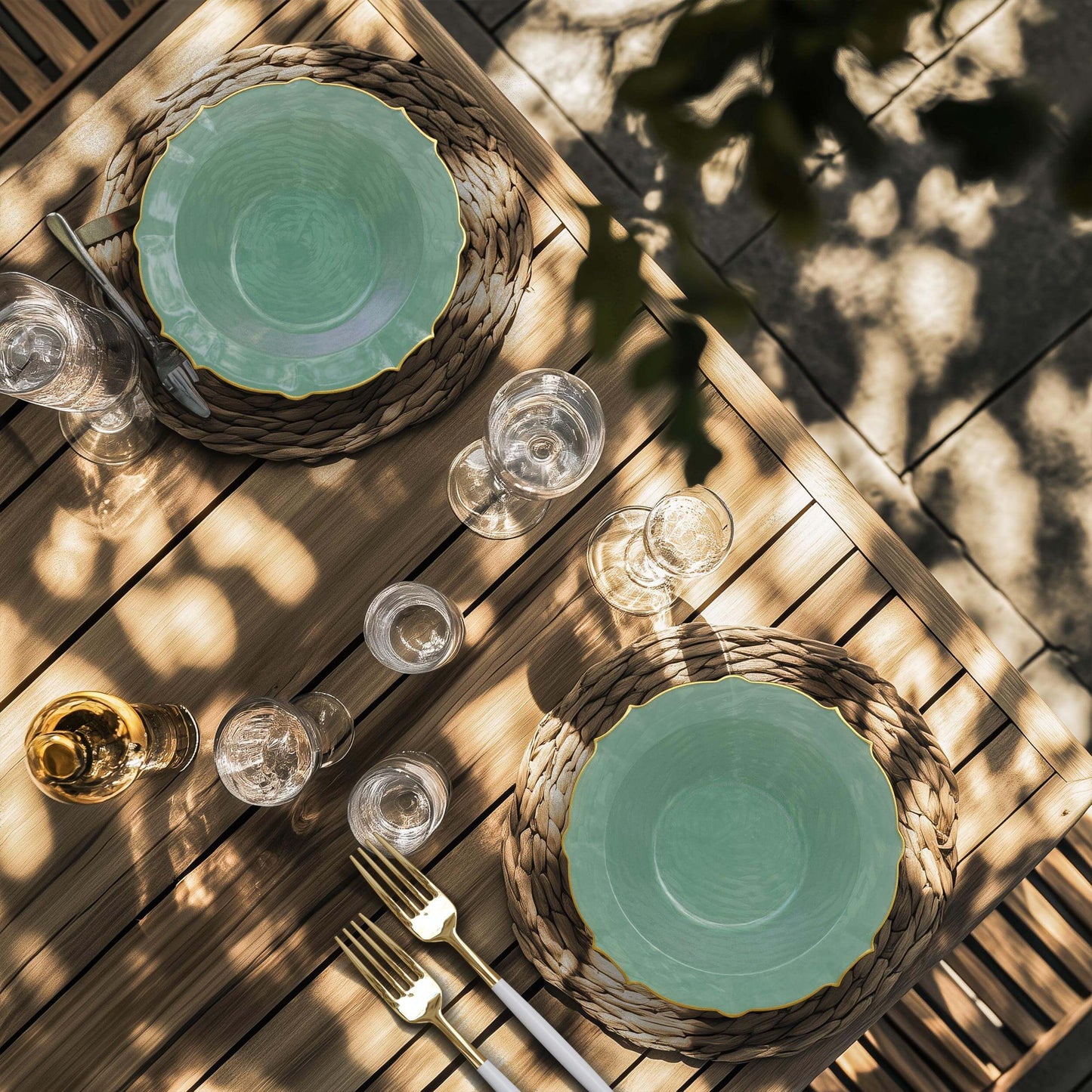 12 Oz. Mint/Gold Petal Bowls 20 Ct.