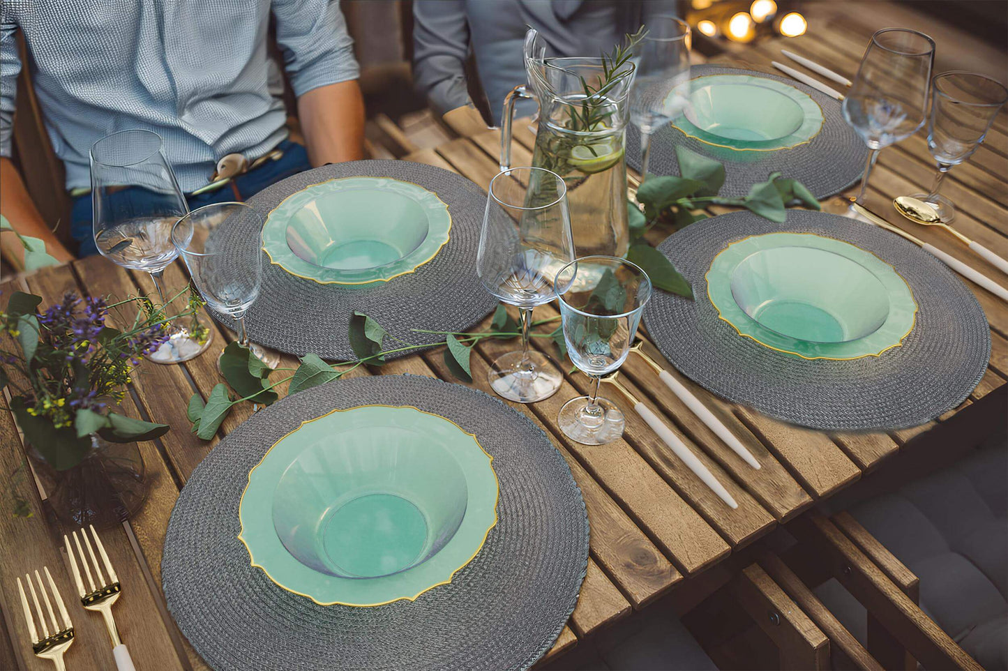 12 Oz. Mint/Gold Petal Bowls 20 Ct.