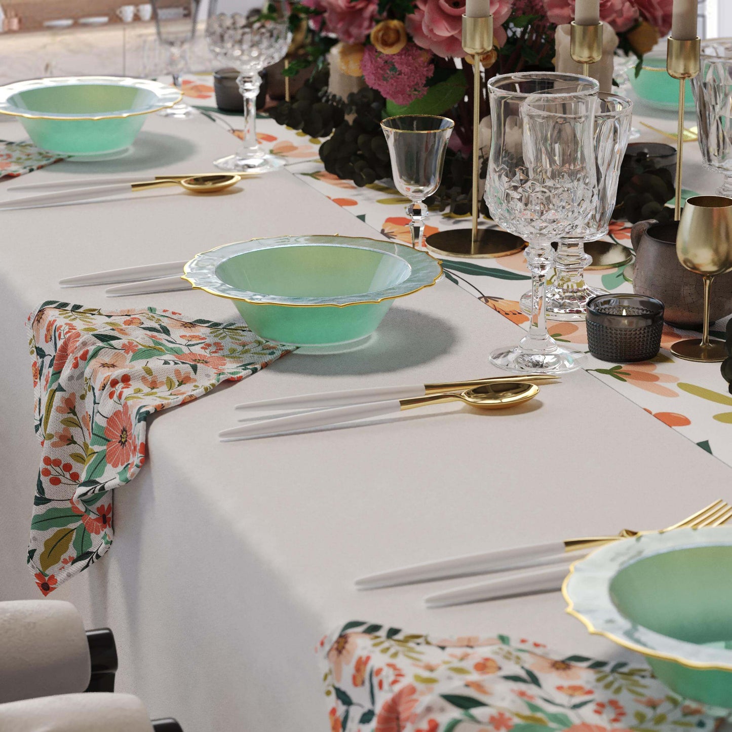 12 Oz. Mint/Gold Petal Bowls 20 Ct.