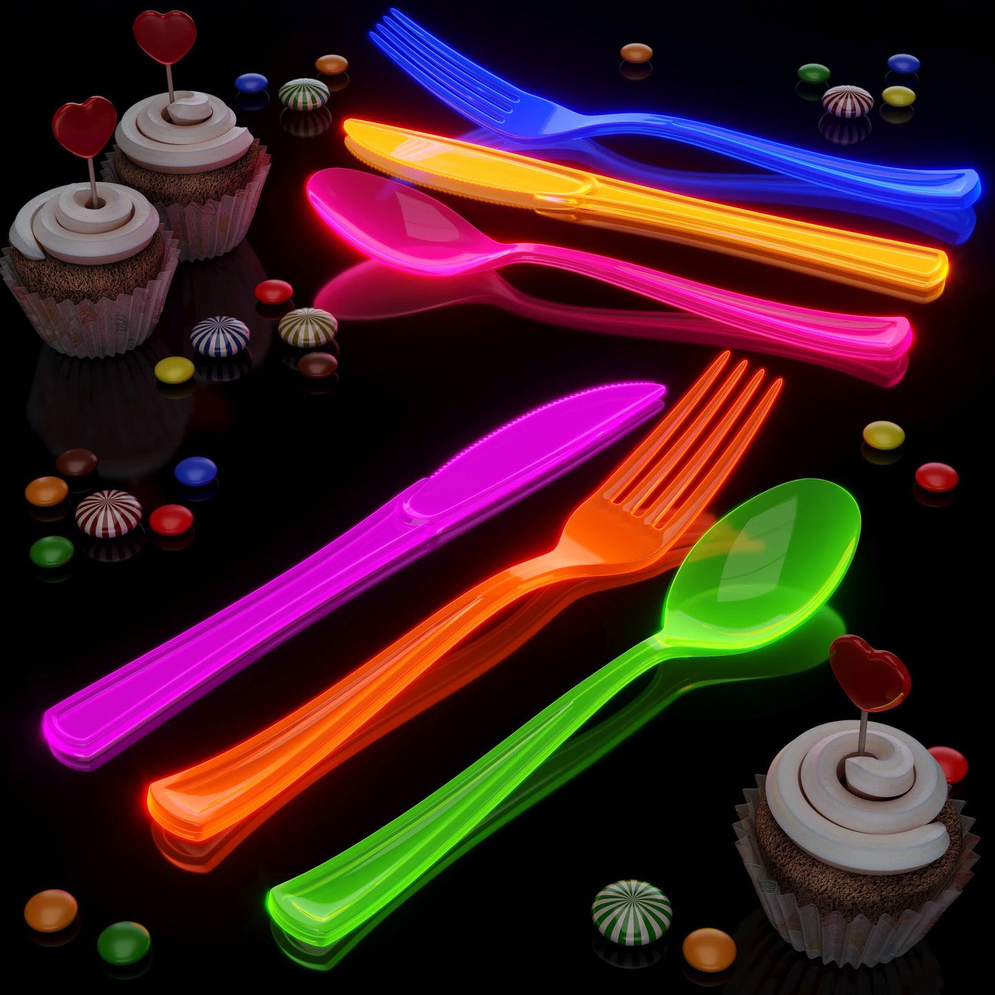 Heavy Duty Neon Plastic Forks - 60 Ct.