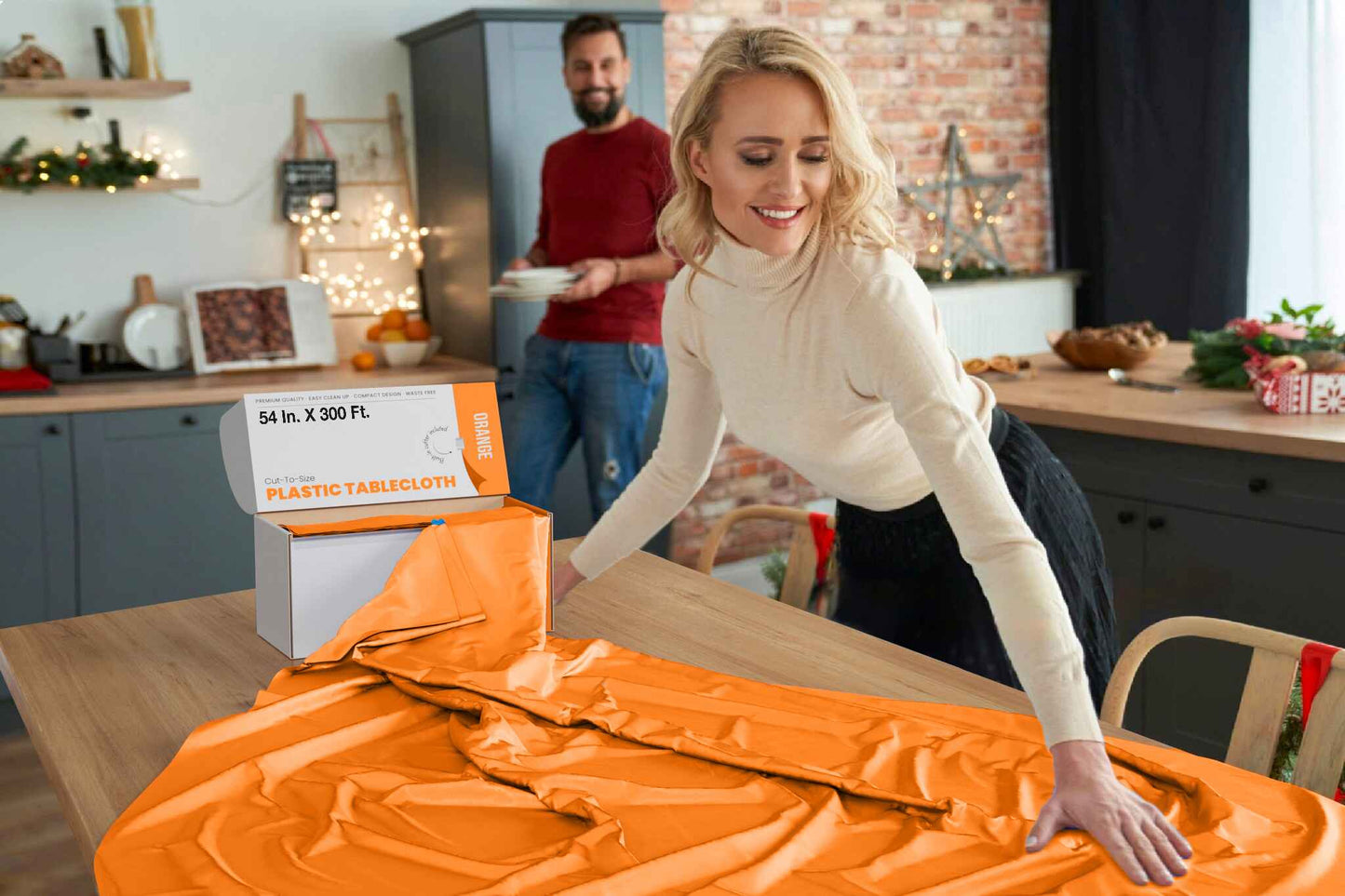 54" X 100' Select A Size Table Cover - Orange