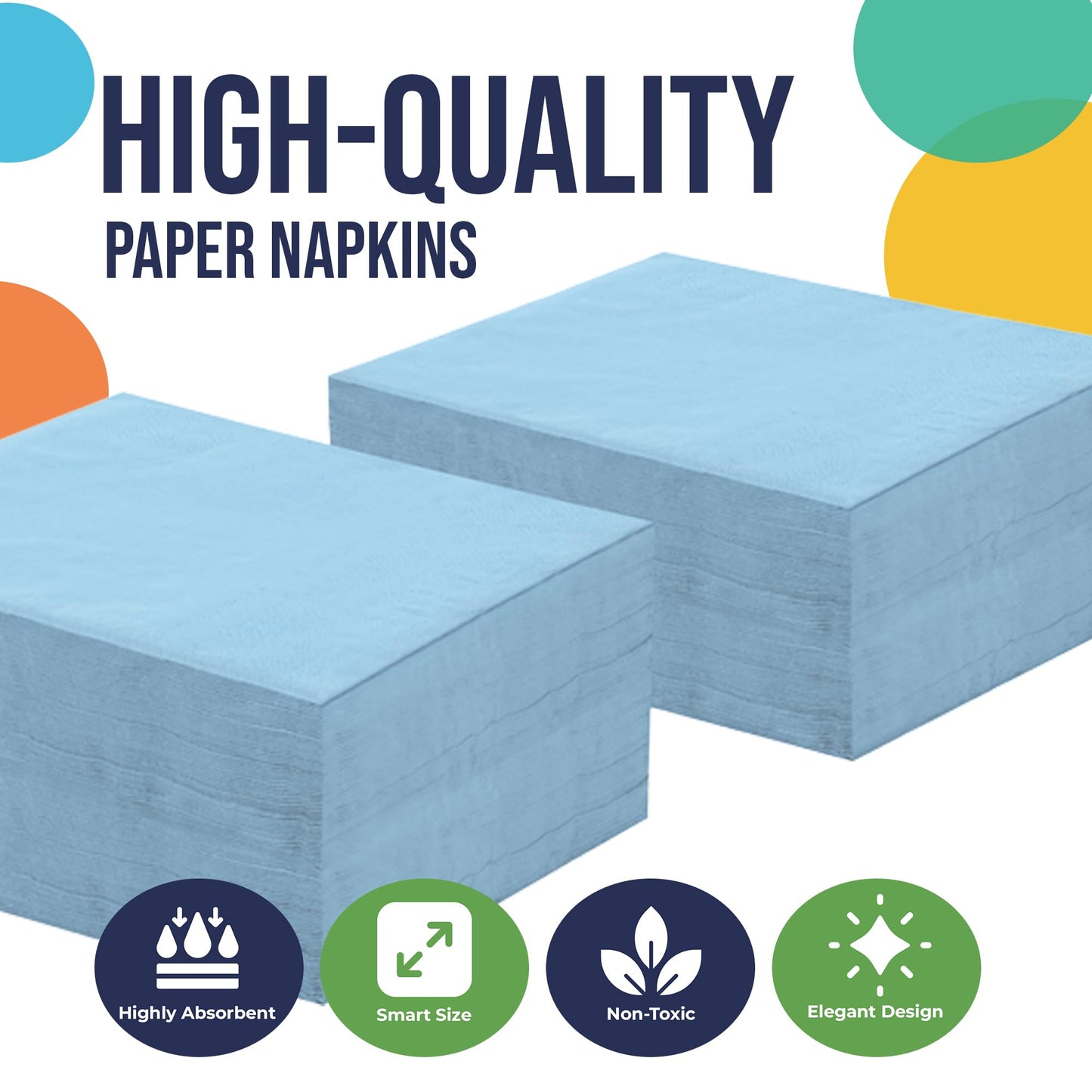 Light Blue Beverage Napkins - 50 Ct.