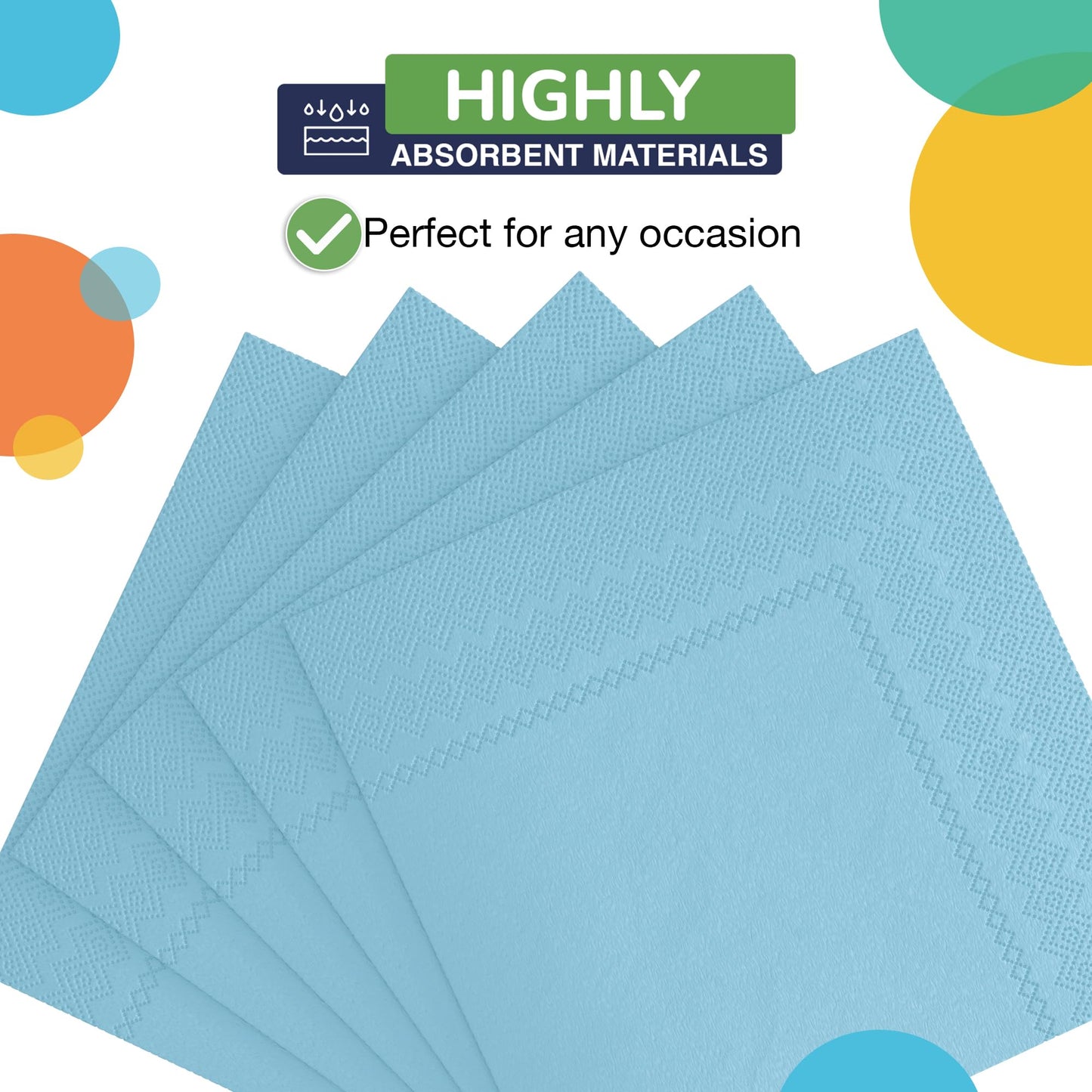 Light Blue Beverage Napkins - 50 Ct.