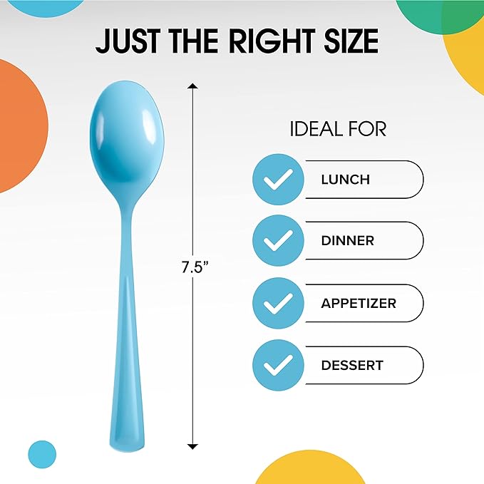 Heavy Duty Light Blue Plastic Spoons - 50 Ct.