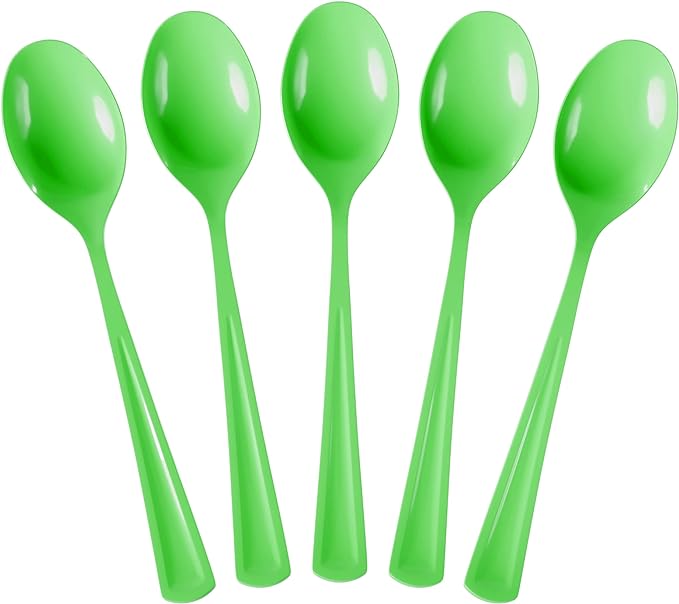 Heavy Duty Lime Green Plastic Spoons - 50 Ct.