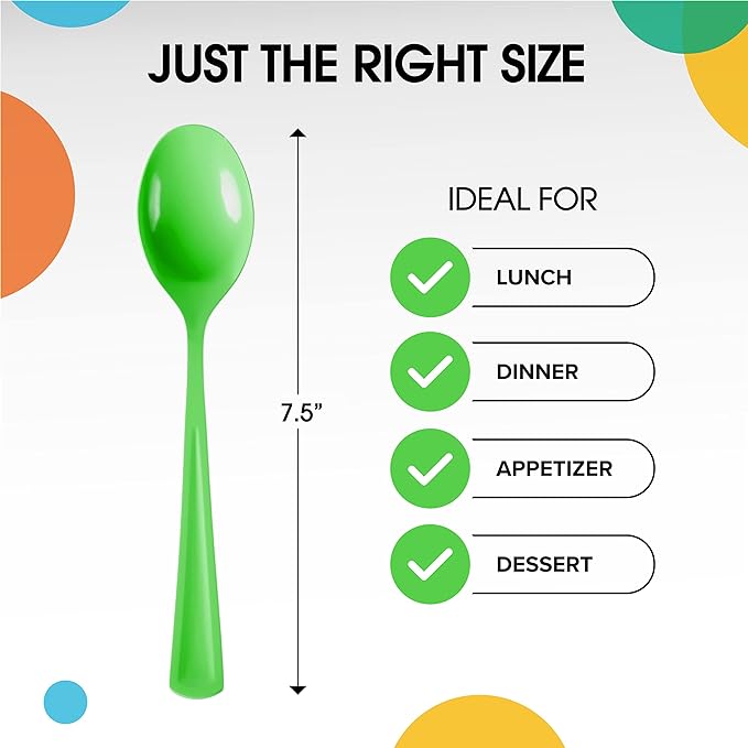 Heavy Duty Lime Green Plastic Spoons - 50 Ct.
