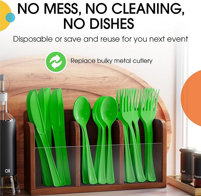 Heavy Duty Lime Green Plastic Spoons - 50 Ct.