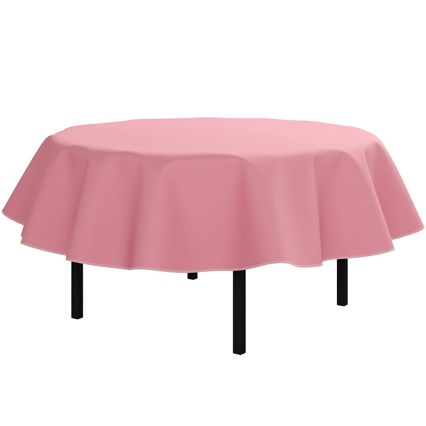 Pink Flannel Backed Table Cover 70 in. Round