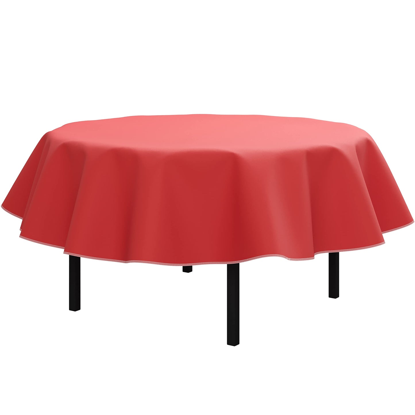 Red Flannel Backed Table Cover 70 in. Round