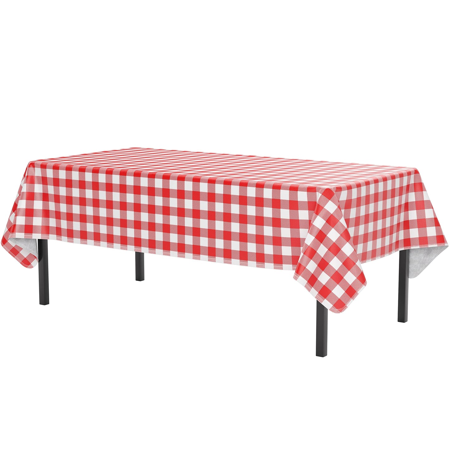 Red Gingham Flannel Backed Table Cover 54 in. x 70 in.