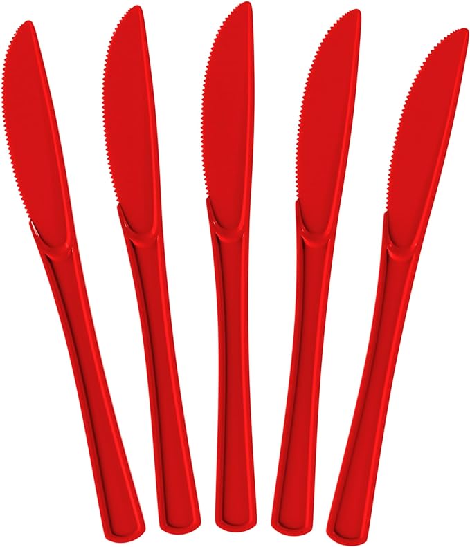 Heavy Duty Red Plastic Knives - 50 Ct.