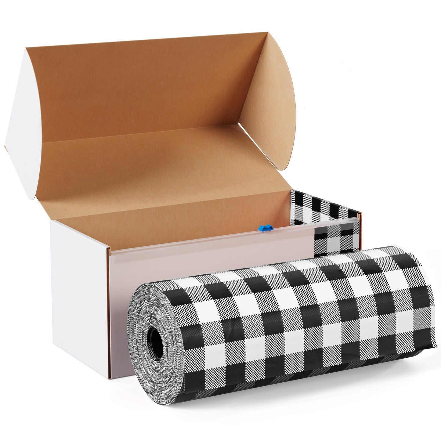 54 In. X 100 Ft. Select A Size Table Cover | Black Gingham