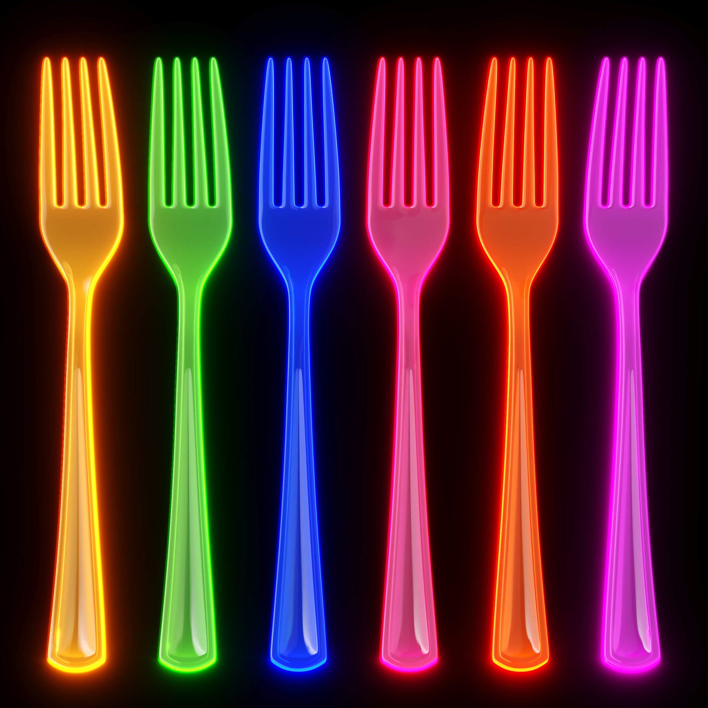 Heavy Duty Neon Plastic Forks - 60 Ct.