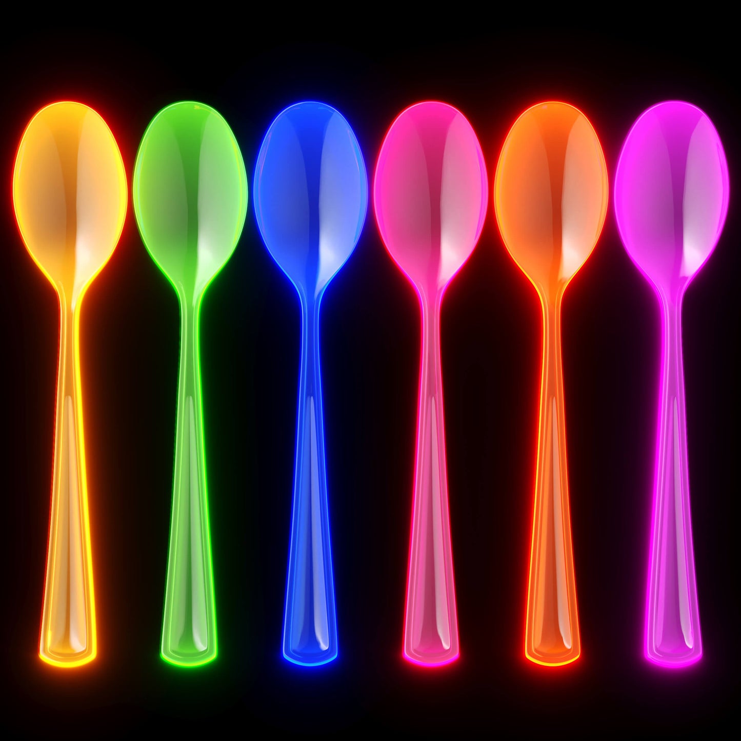 Heavy Duty Neon Plastic Spoons - 60 Ct.
