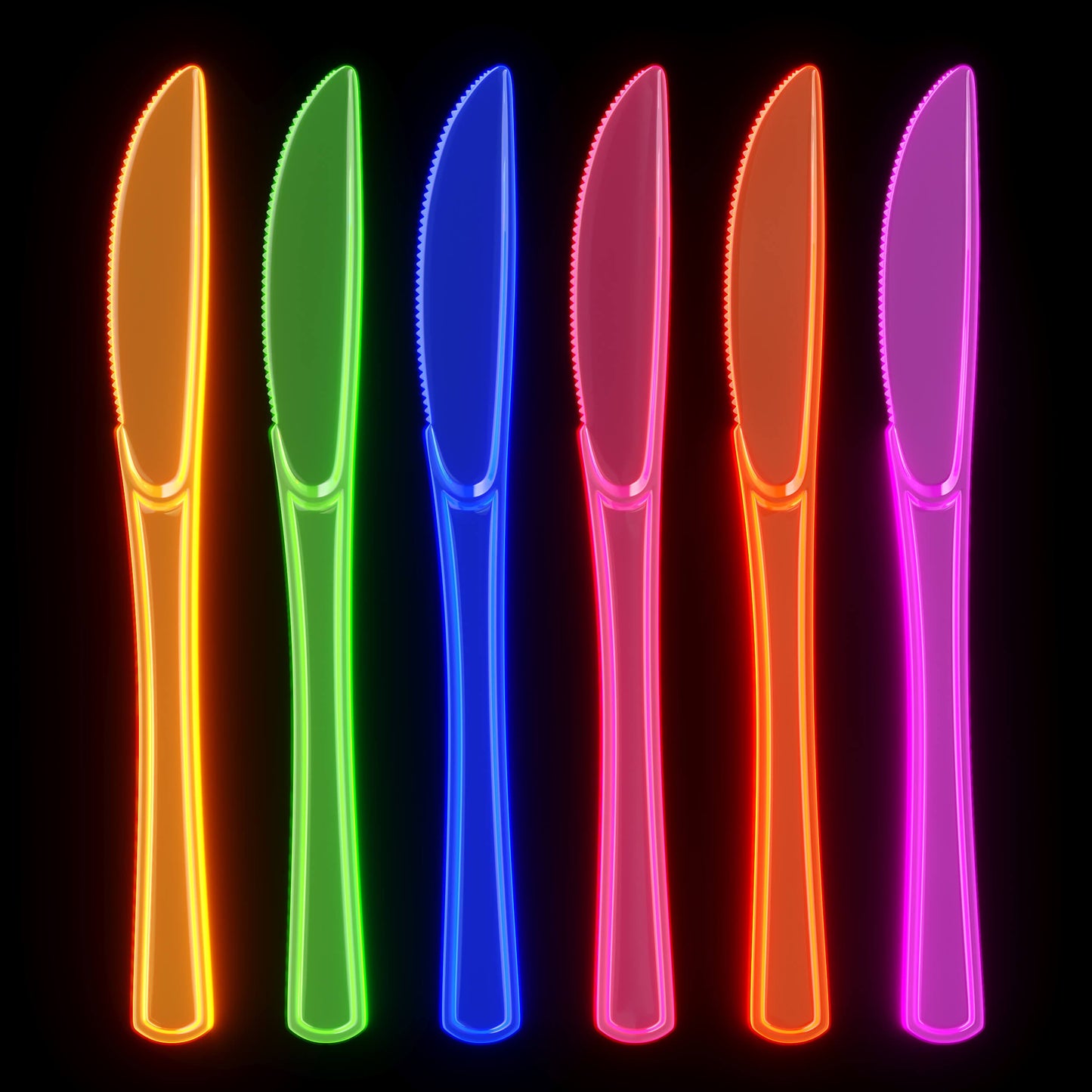 Heavy Duty Neon Plastic Knives - 60 Ct.