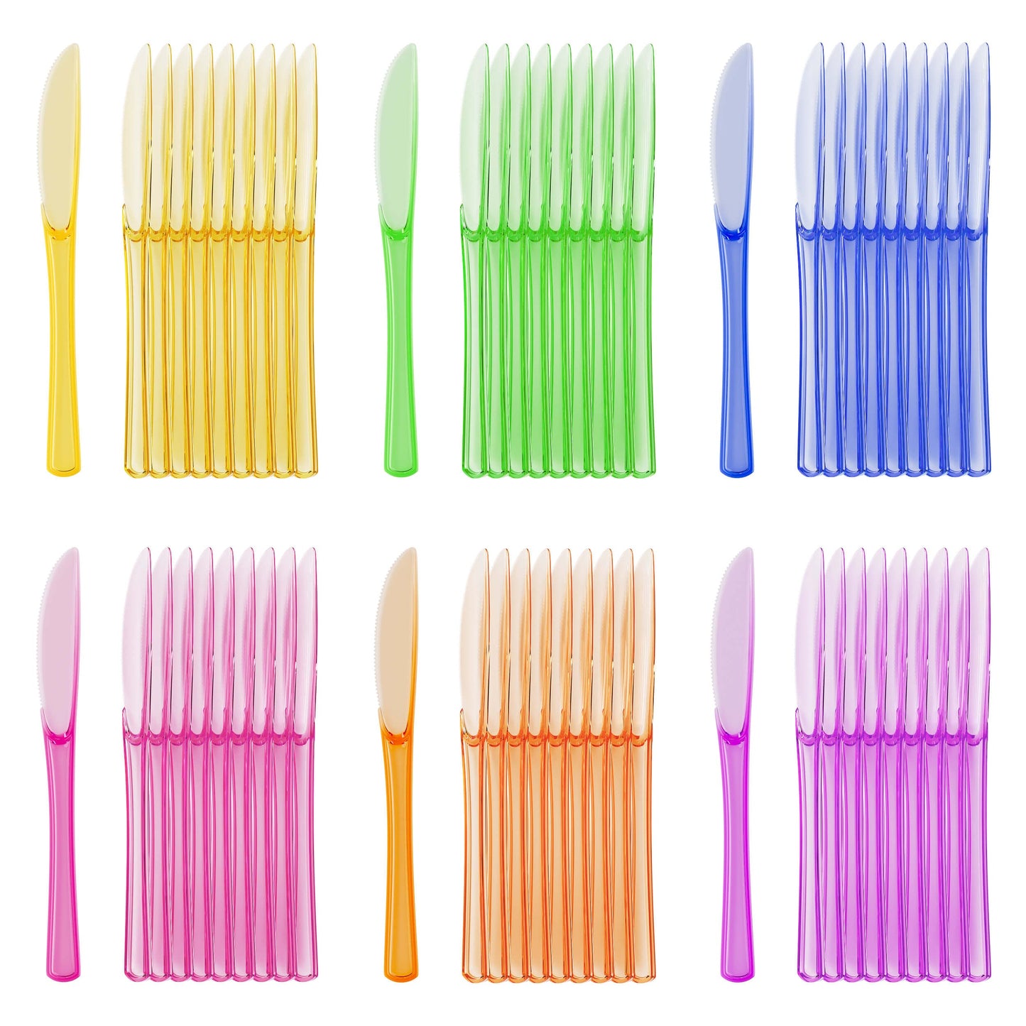 Heavy Duty Neon Plastic Knives - 60 Ct.