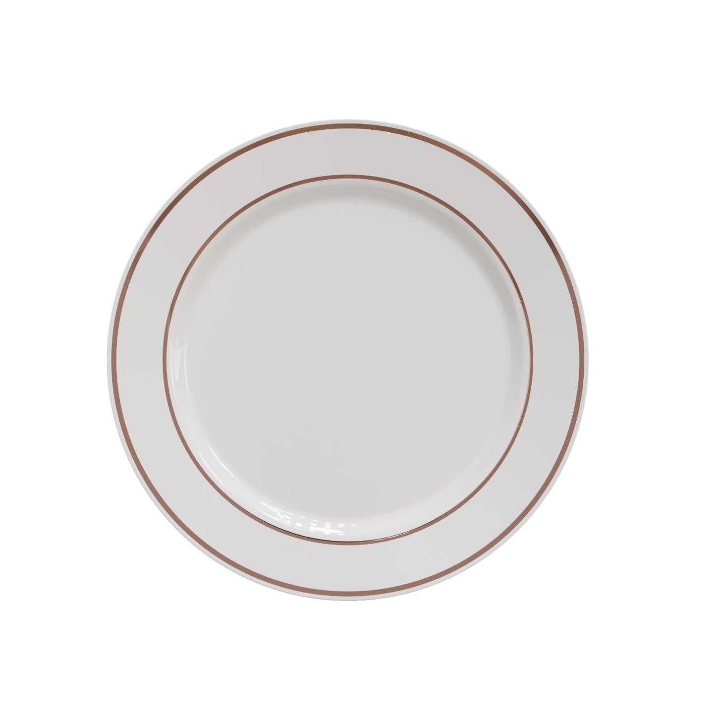 9 In. White/Rose Gold Line Design Plates - 10 Ct.