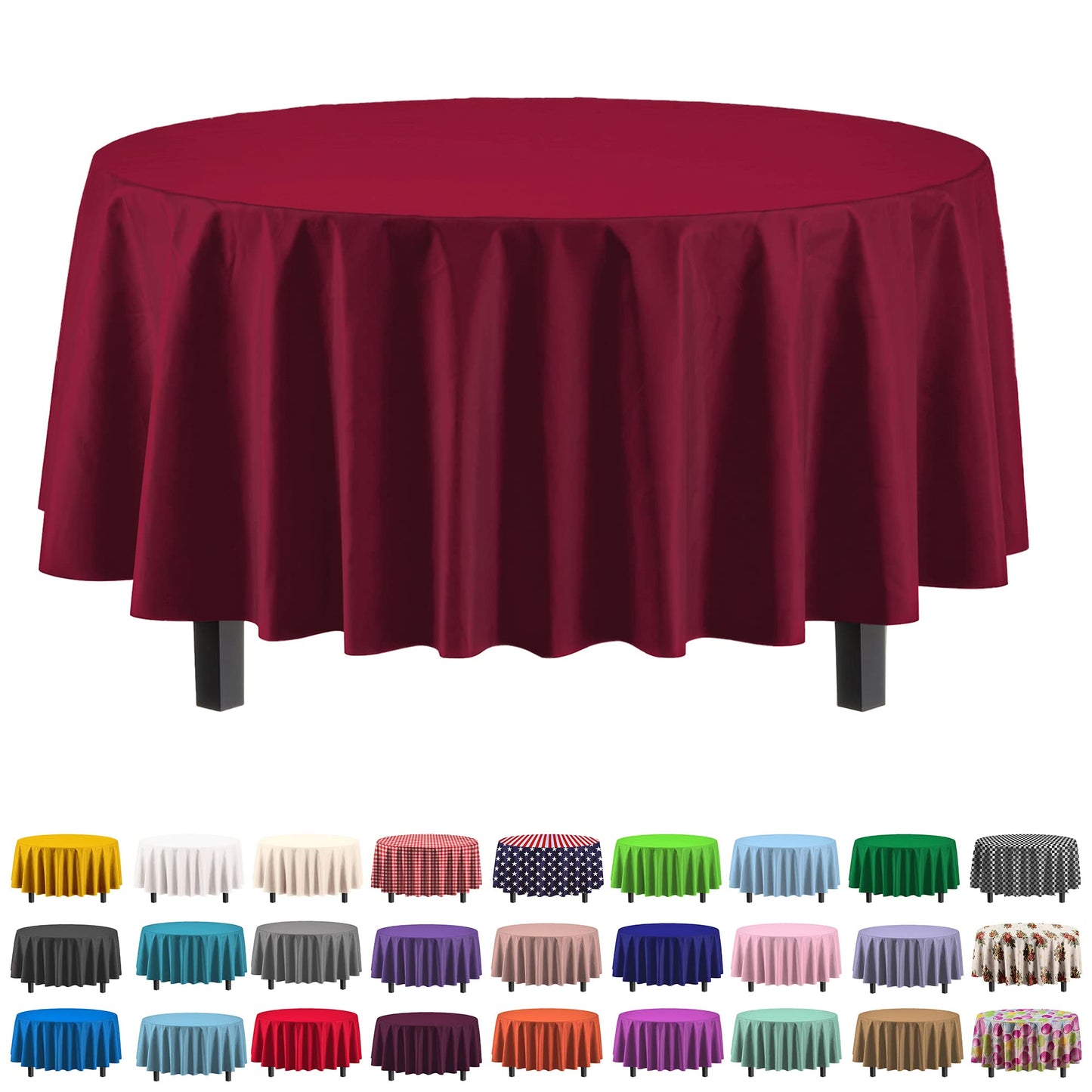 Round Burgundy Table Cover