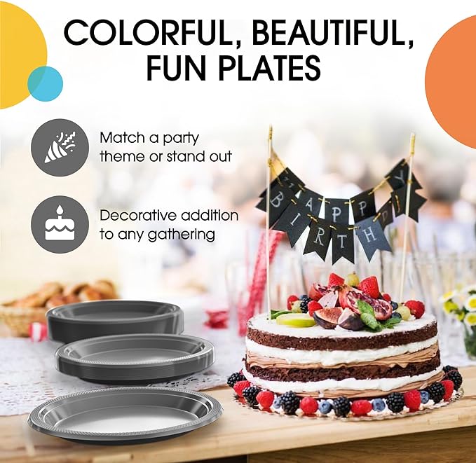 7 In. Silver Plastic Plates - 50 Ct.