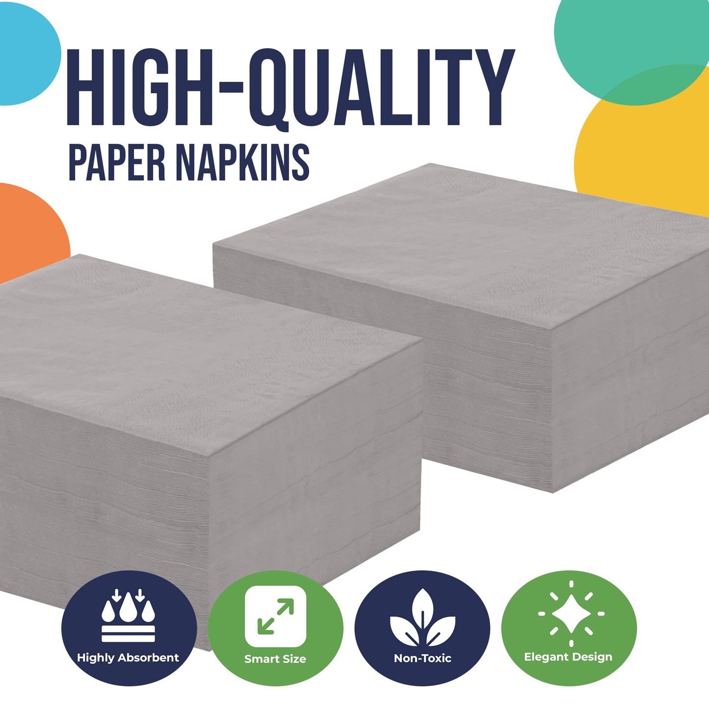 Silver Beverage Napkins - 50 Ct.