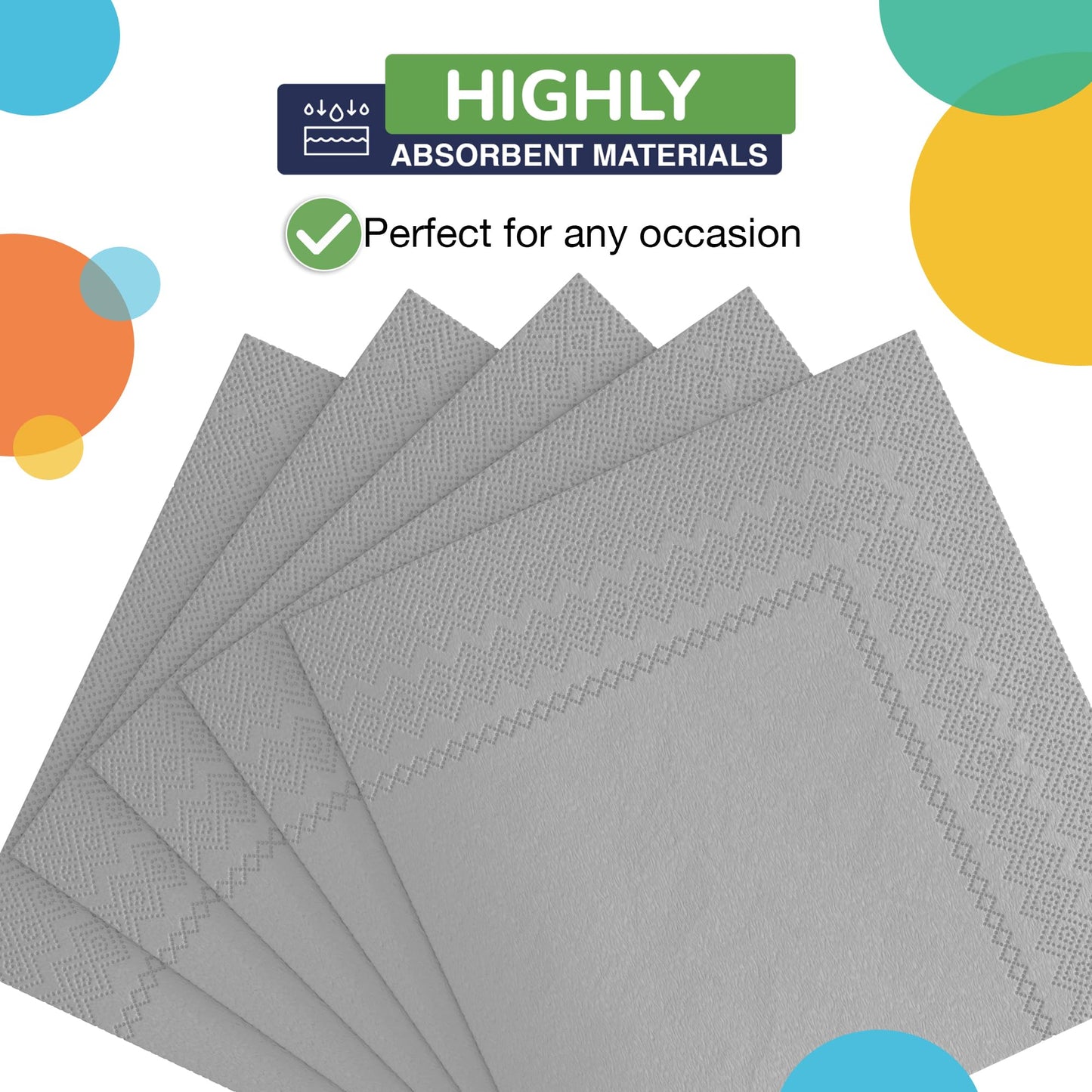 Silver Beverage Napkins - 50 Ct.