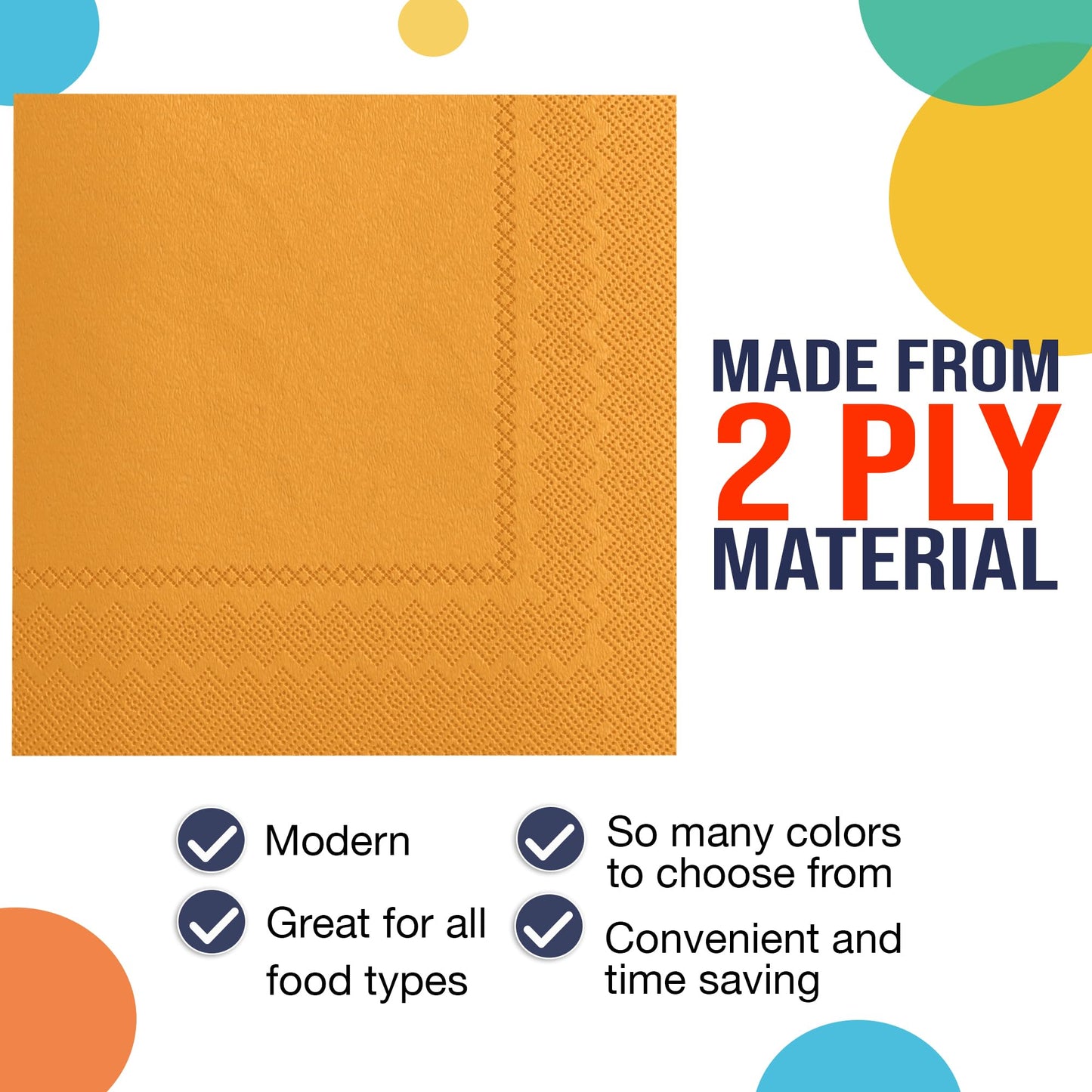 Yellow Beverage Napkins - 50 Ct.