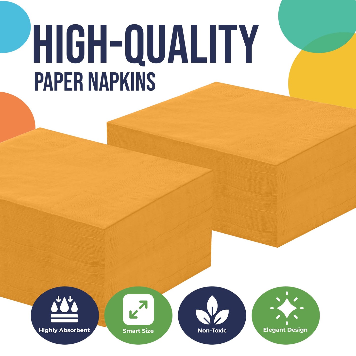 Yellow Beverage Napkins - 50 Ct.