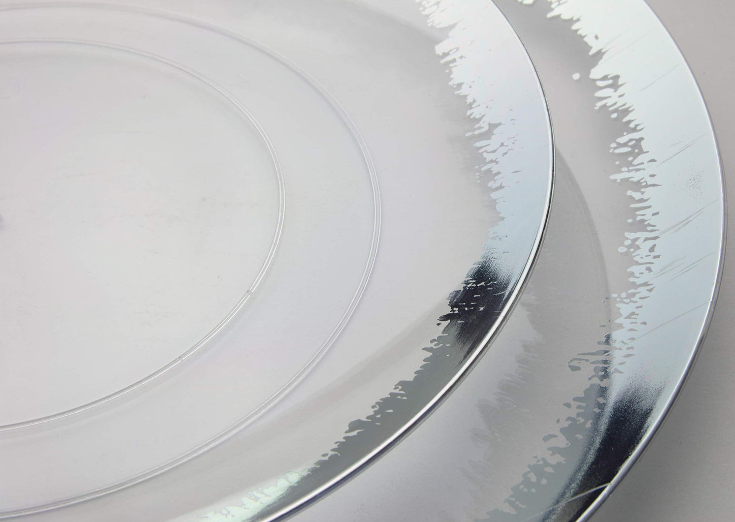 8" Silver Scratched Design Plastic Plates (10)