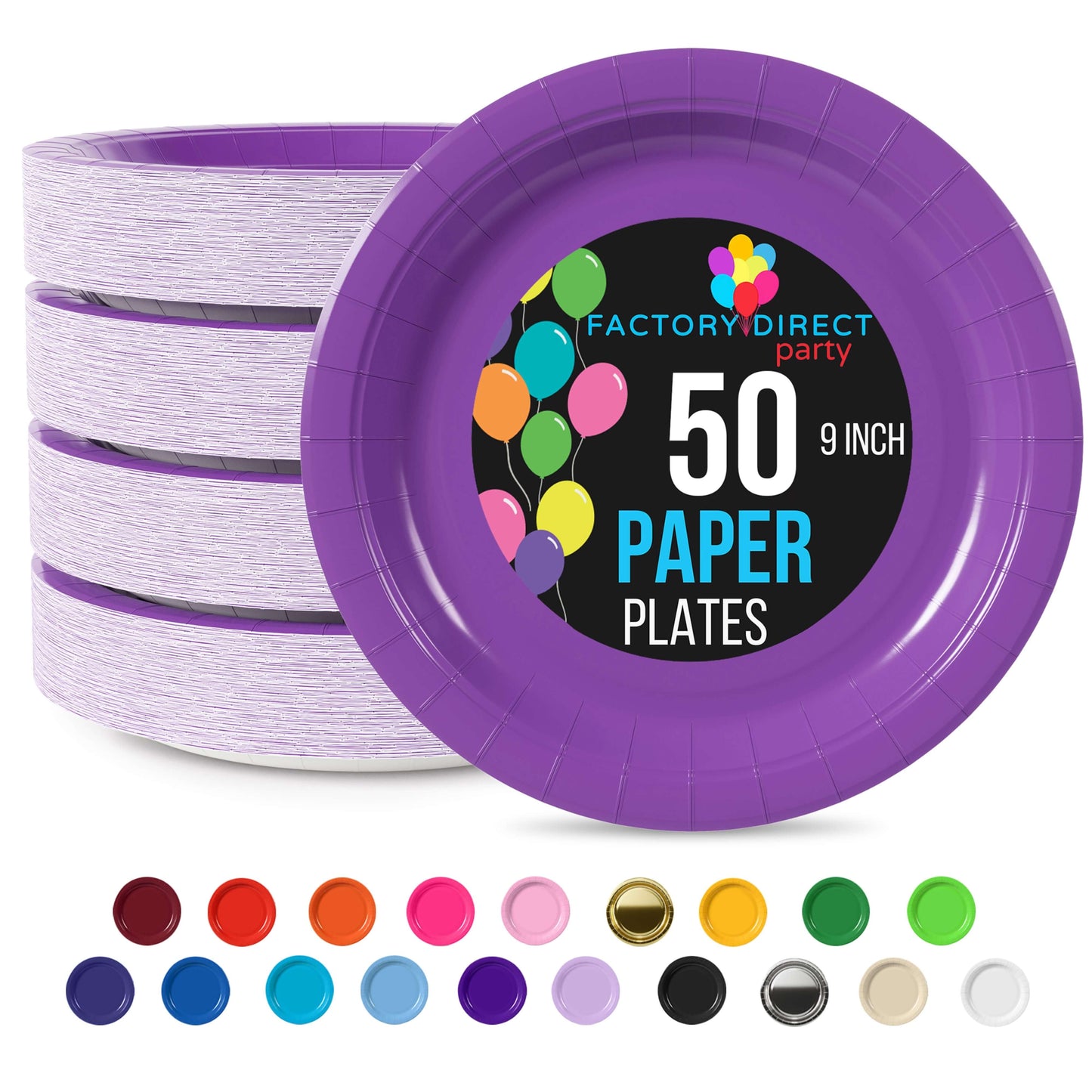 9 In. Purple Paper Plates | Case of 1000