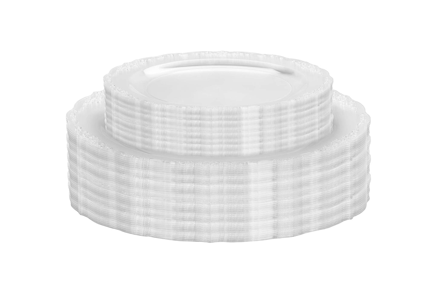 10 In. Clear Victorian Design Plastic Plates | 120 Count